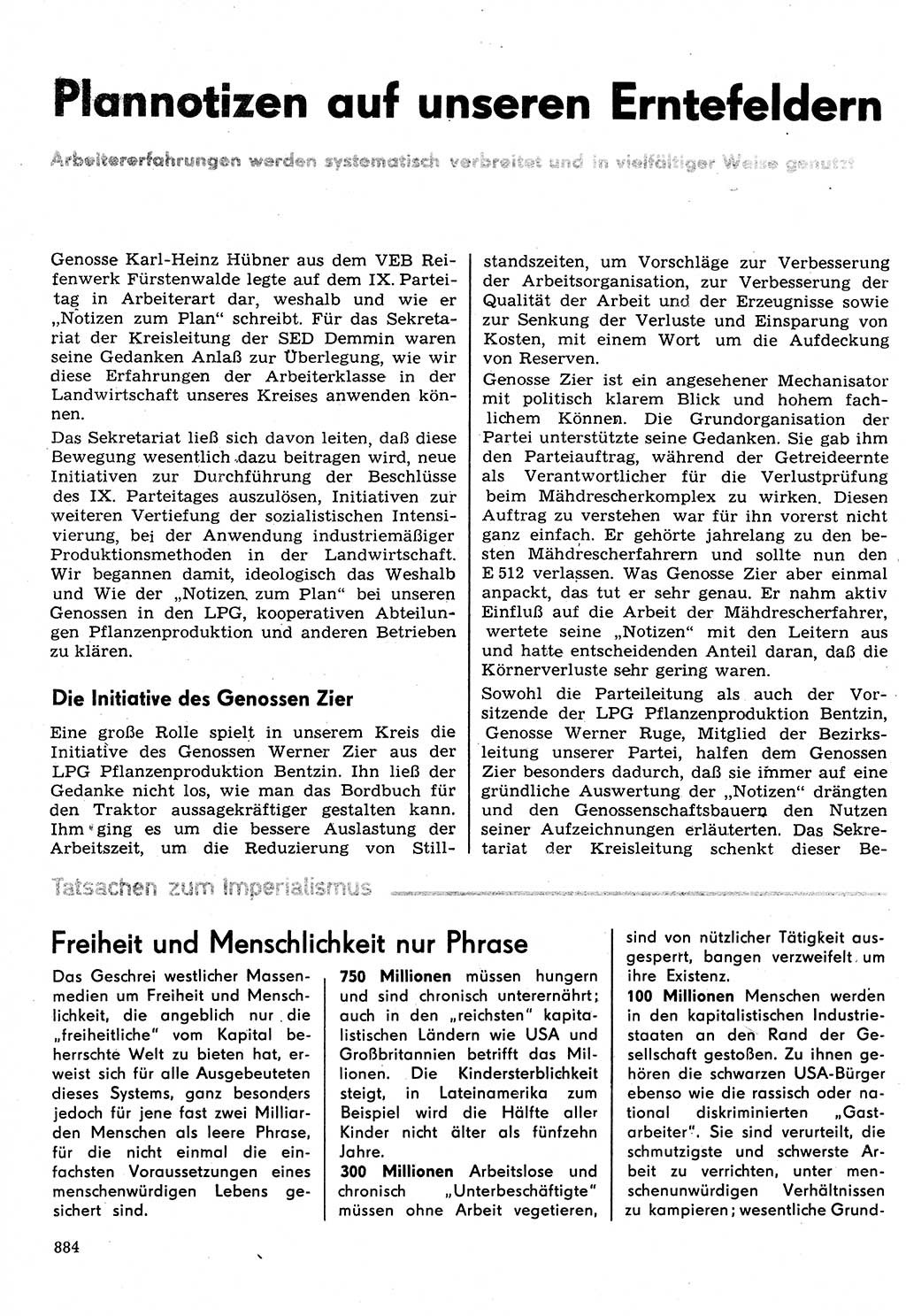 Neuer Weg (NW), Organ des Zentralkomitees (ZK) der SED (Sozialistische Einheitspartei Deutschlands) für Fragen des Parteilebens, 31. Jahrgang [Deutsche Demokratische Republik (DDR)] 1976, Seite 884 (NW ZK SED DDR 1976, S. 884)