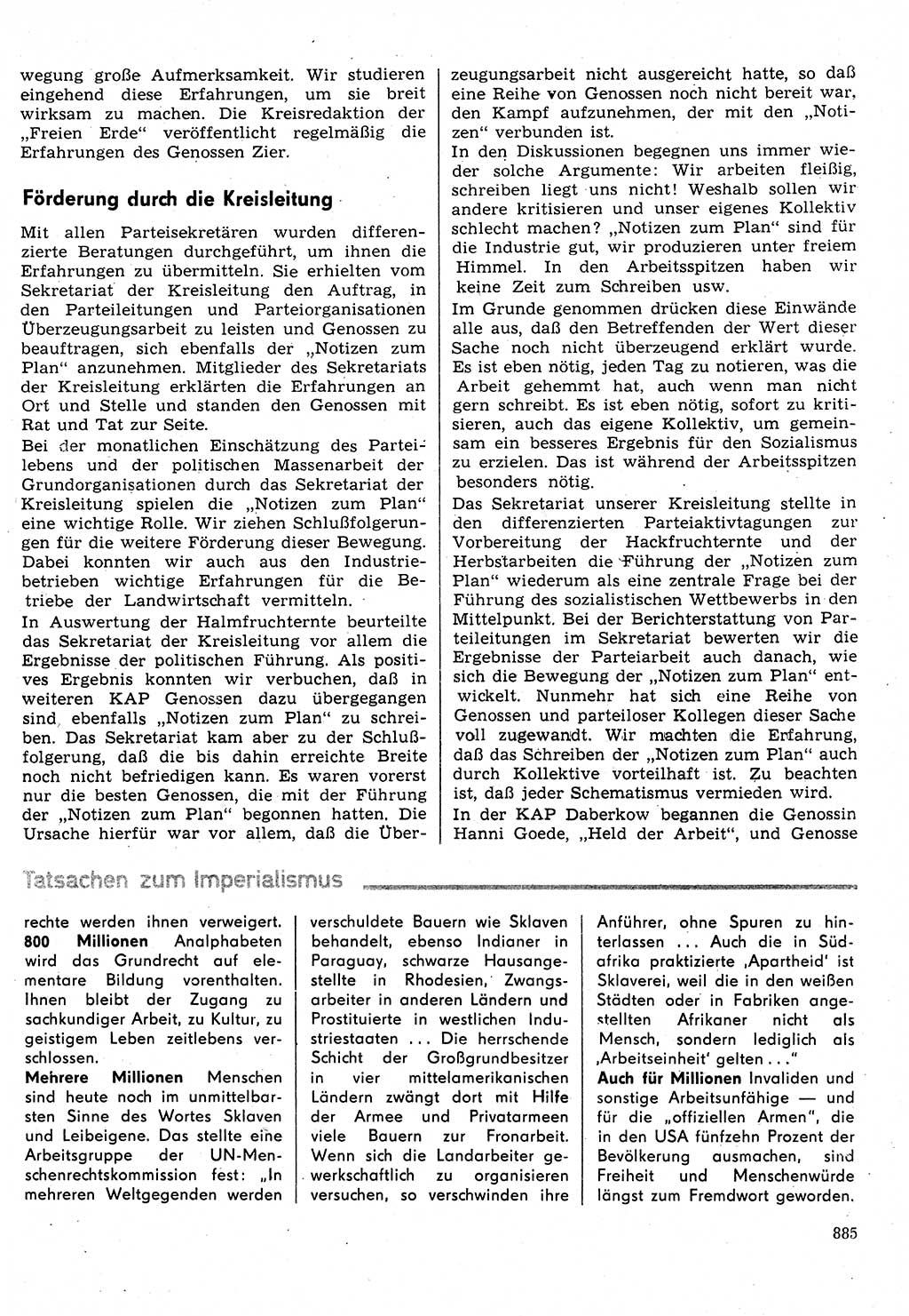 Neuer Weg (NW), Organ des Zentralkomitees (ZK) der SED (Sozialistische Einheitspartei Deutschlands) für Fragen des Parteilebens, 31. Jahrgang [Deutsche Demokratische Republik (DDR)] 1976, Seite 885 (NW ZK SED DDR 1976, S. 885)