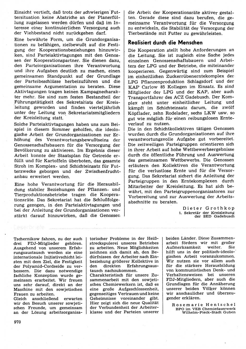 Neuer Weg (NW), Organ des Zentralkomitees (ZK) der SED (Sozialistische Einheitspartei Deutschlands) für Fragen des Parteilebens, 31. Jahrgang [Deutsche Demokratische Republik (DDR)] 1976, Seite 970 (NW ZK SED DDR 1976, S. 970)