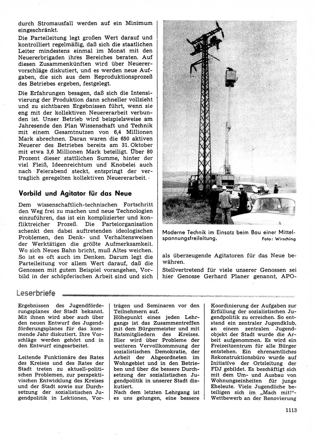 Neuer Weg (NW), Organ des Zentralkomitees (ZK) der SED (Sozialistische Einheitspartei Deutschlands) für Fragen des Parteilebens, 31. Jahrgang [Deutsche Demokratische Republik (DDR)] 1976, Seite 1113 (NW ZK SED DDR 1976, S. 1113)