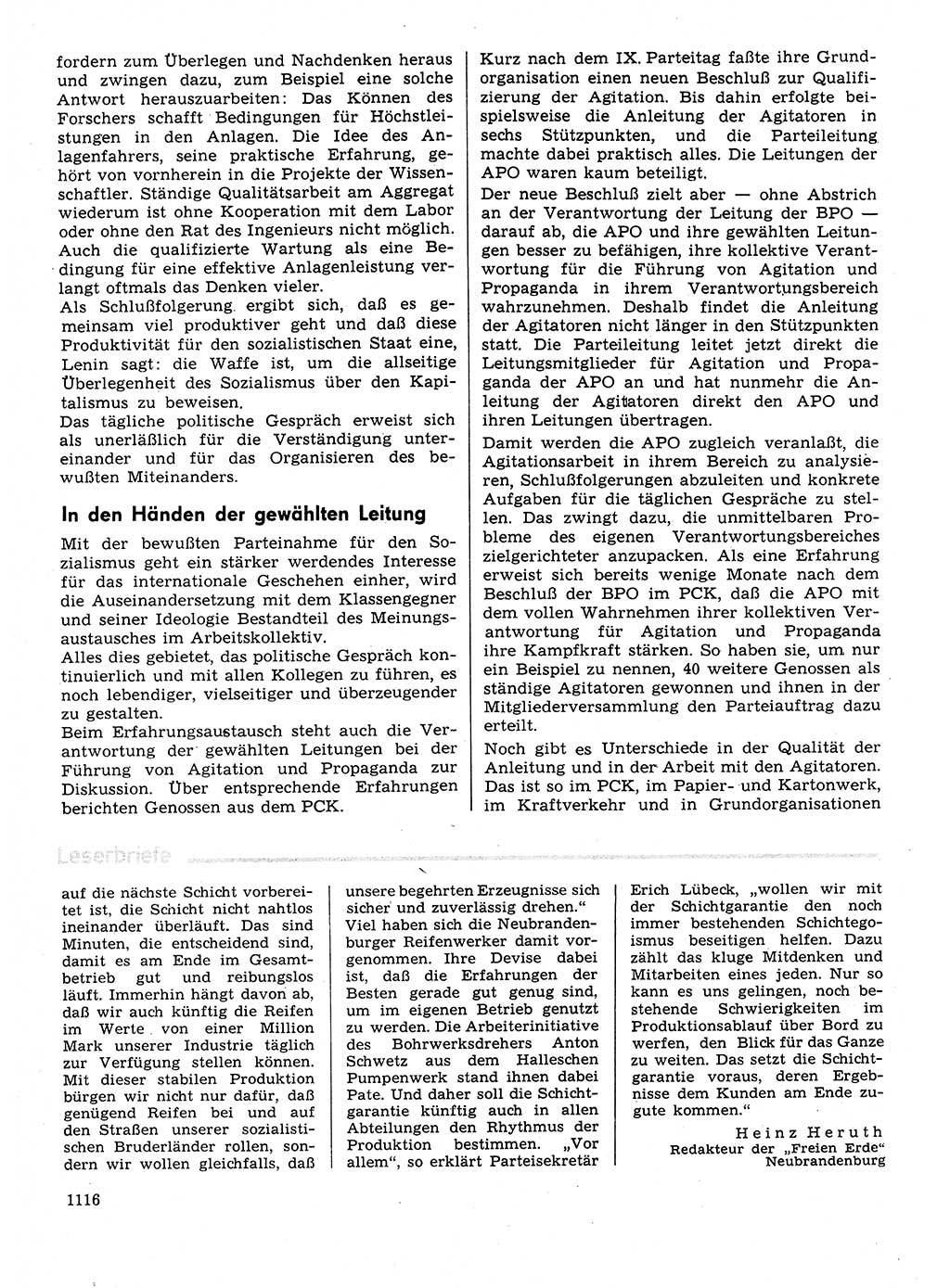 Neuer Weg (NW), Organ des Zentralkomitees (ZK) der SED (Sozialistische Einheitspartei Deutschlands) für Fragen des Parteilebens, 31. Jahrgang [Deutsche Demokratische Republik (DDR)] 1976, Seite 1116 (NW ZK SED DDR 1976, S. 1116)