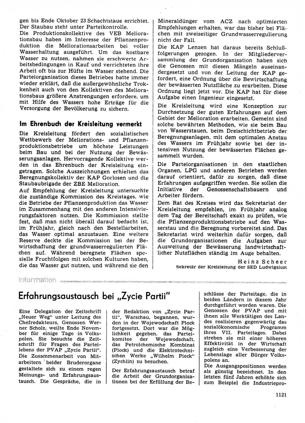 Neuer Weg (NW), Organ des Zentralkomitees (ZK) der SED (Sozialistische Einheitspartei Deutschlands) für Fragen des Parteilebens, 31. Jahrgang [Deutsche Demokratische Republik (DDR)] 1976, Seite 1121 (NW ZK SED DDR 1976, S. 1121)