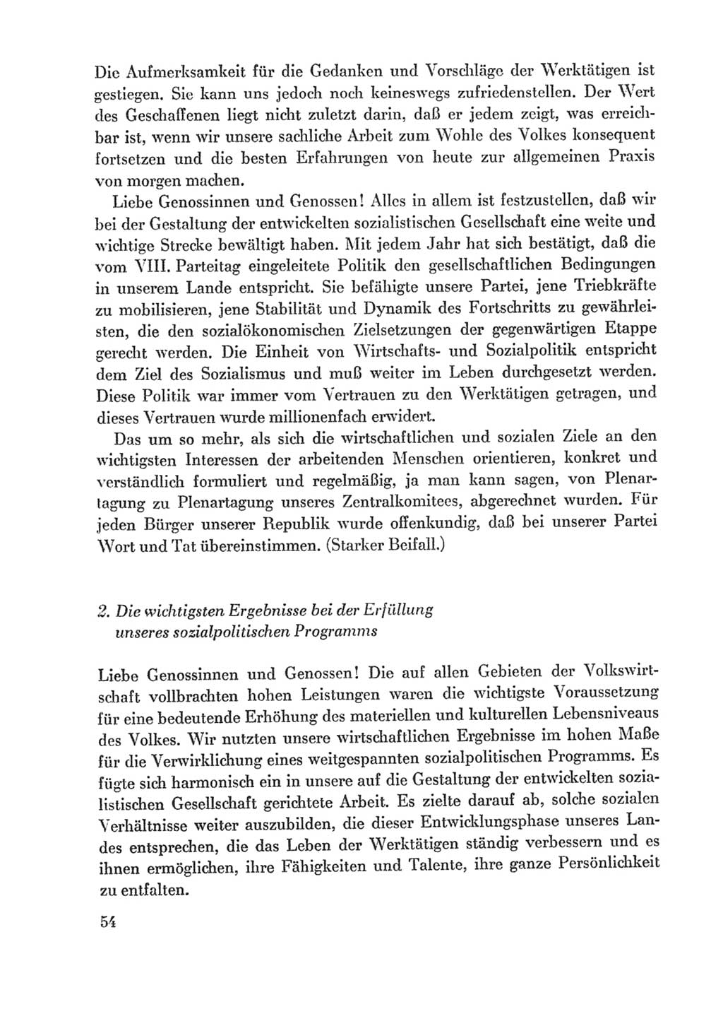 Protokoll der Verhandlungen des Ⅸ. Parteitages der Sozialistischen Einheitspartei Deutschlands (SED) [Deutsche Demokratische Republik (DDR)] 1976, Band 1, Seite 54 (Prot. Verh. Ⅸ. PT SED DDR 1976, Bd. 1, S. 54)