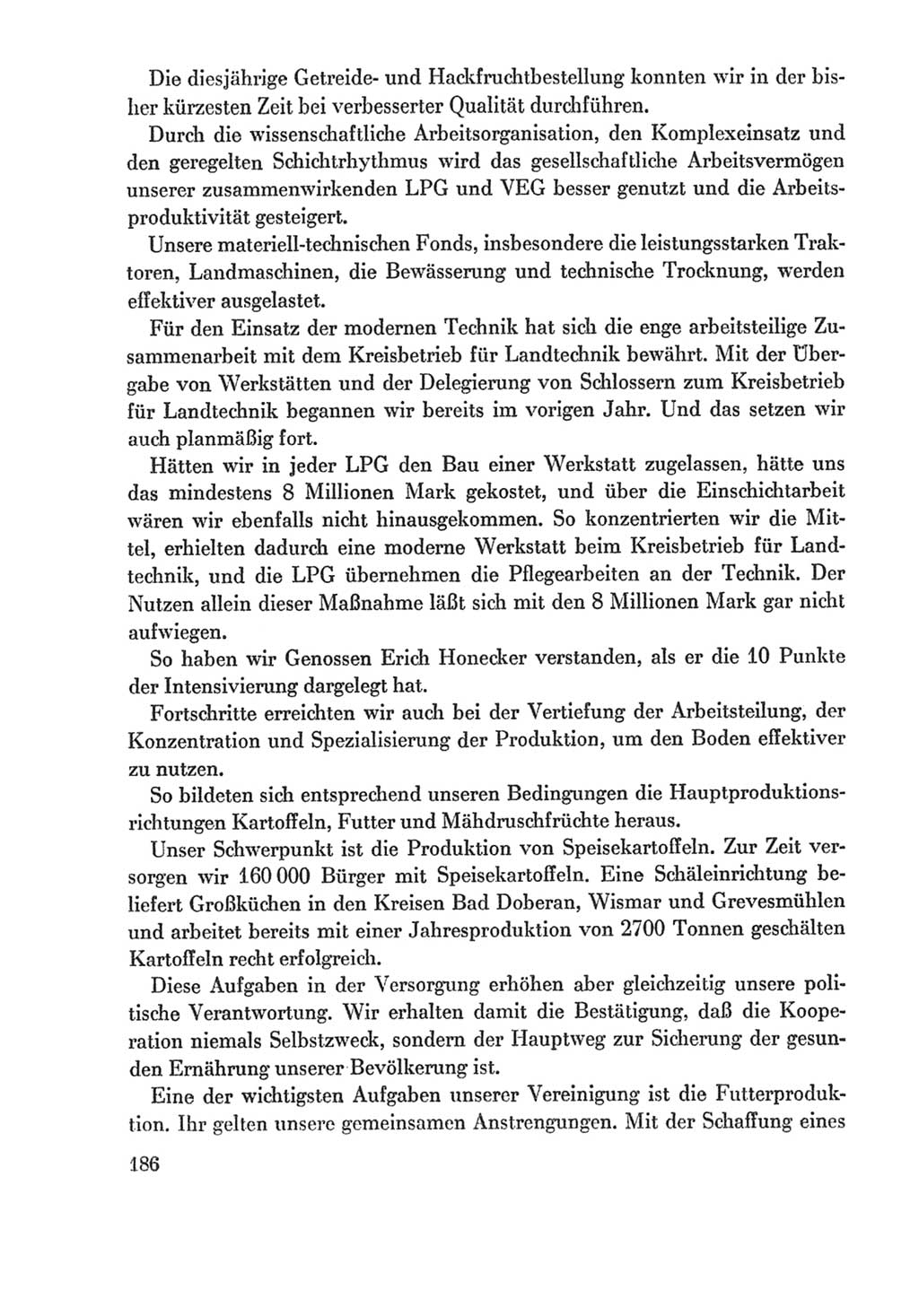 Protokoll der Verhandlungen des Ⅸ. Parteitages der Sozialistischen Einheitspartei Deutschlands (SED) [Deutsche Demokratische Republik (DDR)] 1976, Band 1, Seite 186 (Prot. Verh. Ⅸ. PT SED DDR 1976, Bd. 1, S. 186)