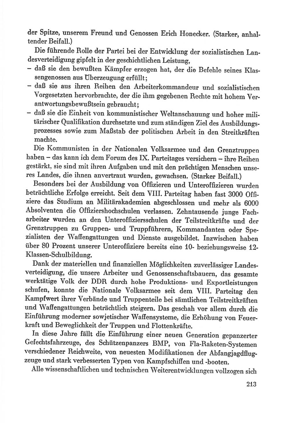 Protokoll der Verhandlungen des Ⅸ. Parteitages der Sozialistischen Einheitspartei Deutschlands (SED) [Deutsche Demokratische Republik (DDR)] 1976, Band 1, Seite 213 (Prot. Verh. Ⅸ. PT SED DDR 1976, Bd. 1, S. 213)