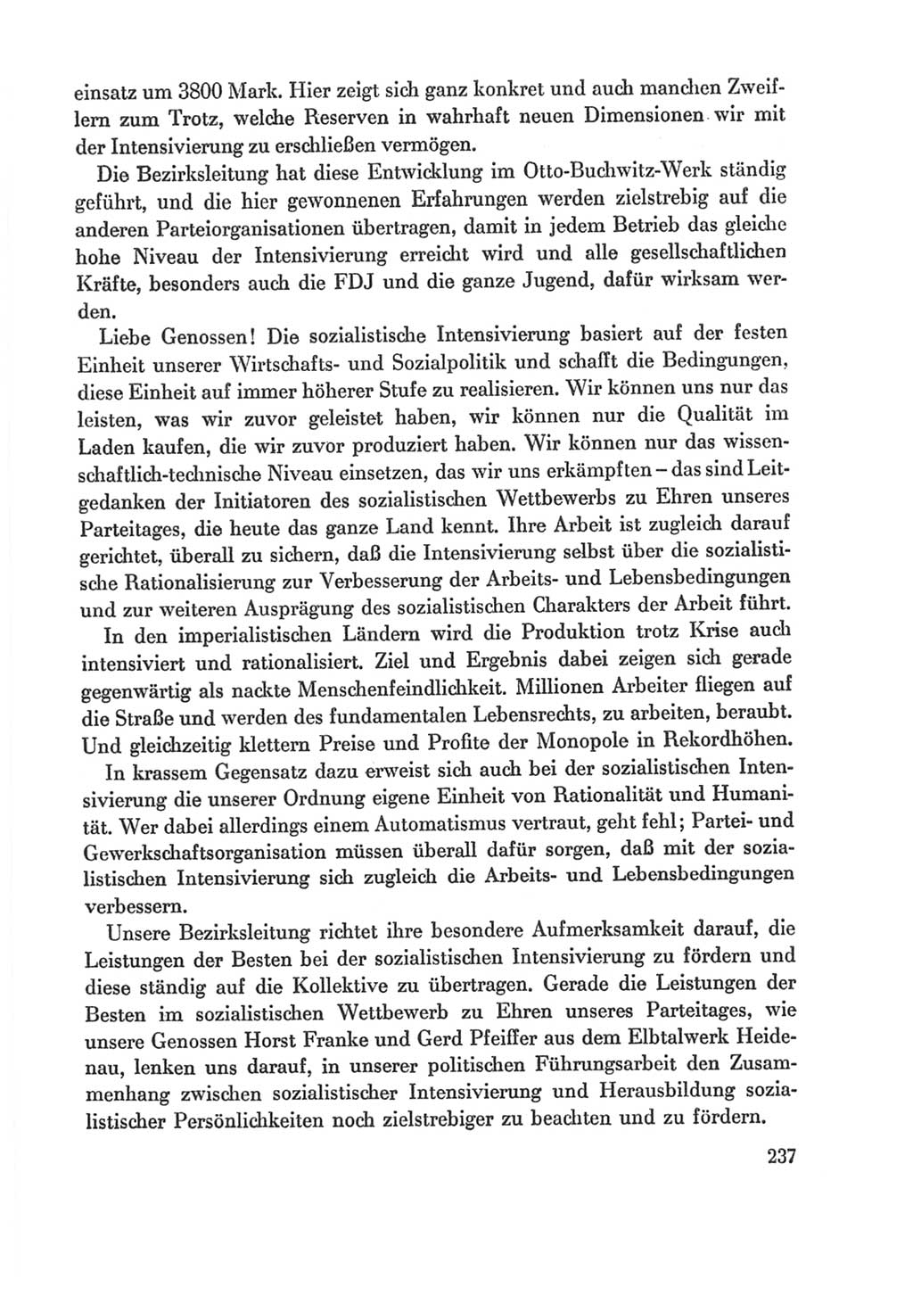 Protokoll der Verhandlungen des Ⅸ. Parteitages der Sozialistischen Einheitspartei Deutschlands (SED) [Deutsche Demokratische Republik (DDR)] 1976, Band 1, Seite 237 (Prot. Verh. Ⅸ. PT SED DDR 1976, Bd. 1, S. 237)