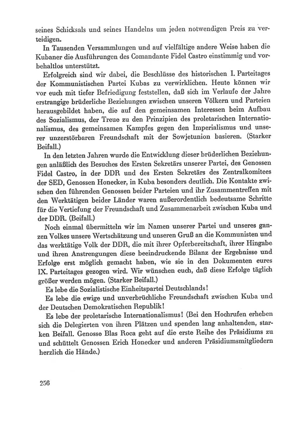 Protokoll der Verhandlungen des Ⅸ. Parteitages der Sozialistischen Einheitspartei Deutschlands (SED) [Deutsche Demokratische Republik (DDR)] 1976, Band 1, Seite 256 (Prot. Verh. Ⅸ. PT SED DDR 1976, Bd. 1, S. 256)