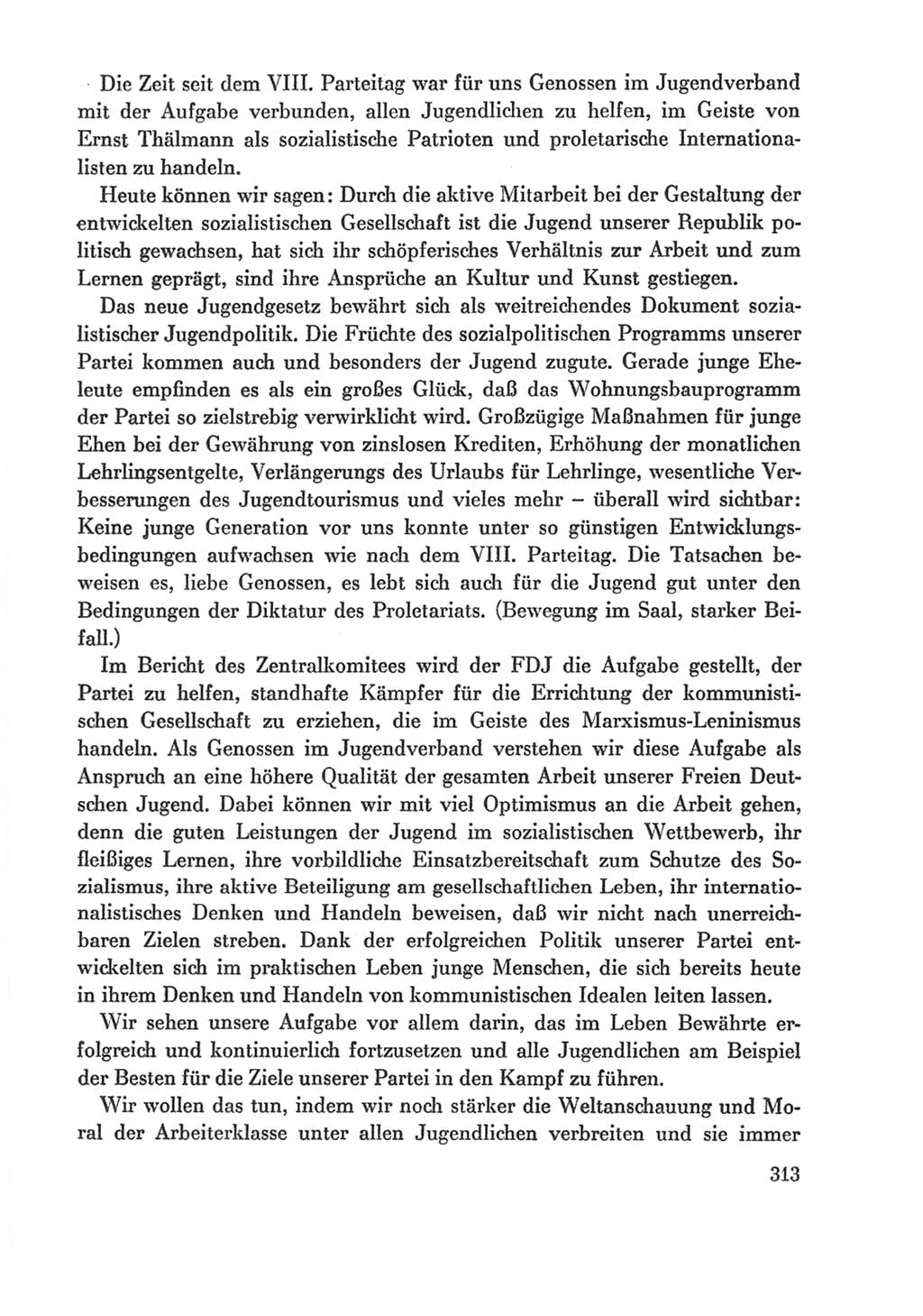 Protokoll der Verhandlungen des Ⅸ. Parteitages der Sozialistischen Einheitspartei Deutschlands (SED) [Deutsche Demokratische Republik (DDR)] 1976, Band 1, Seite 313 (Prot. Verh. Ⅸ. PT SED DDR 1976, Bd. 1, S. 313)