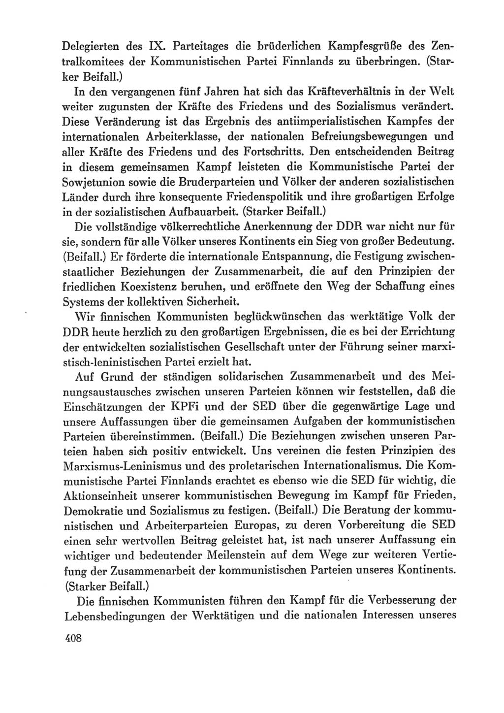 Protokoll der Verhandlungen des Ⅸ. Parteitages der Sozialistischen Einheitspartei Deutschlands (SED) [Deutsche Demokratische Republik (DDR)] 1976, Band 1, Seite 408 (Prot. Verh. Ⅸ. PT SED DDR 1976, Bd. 1, S. 408)