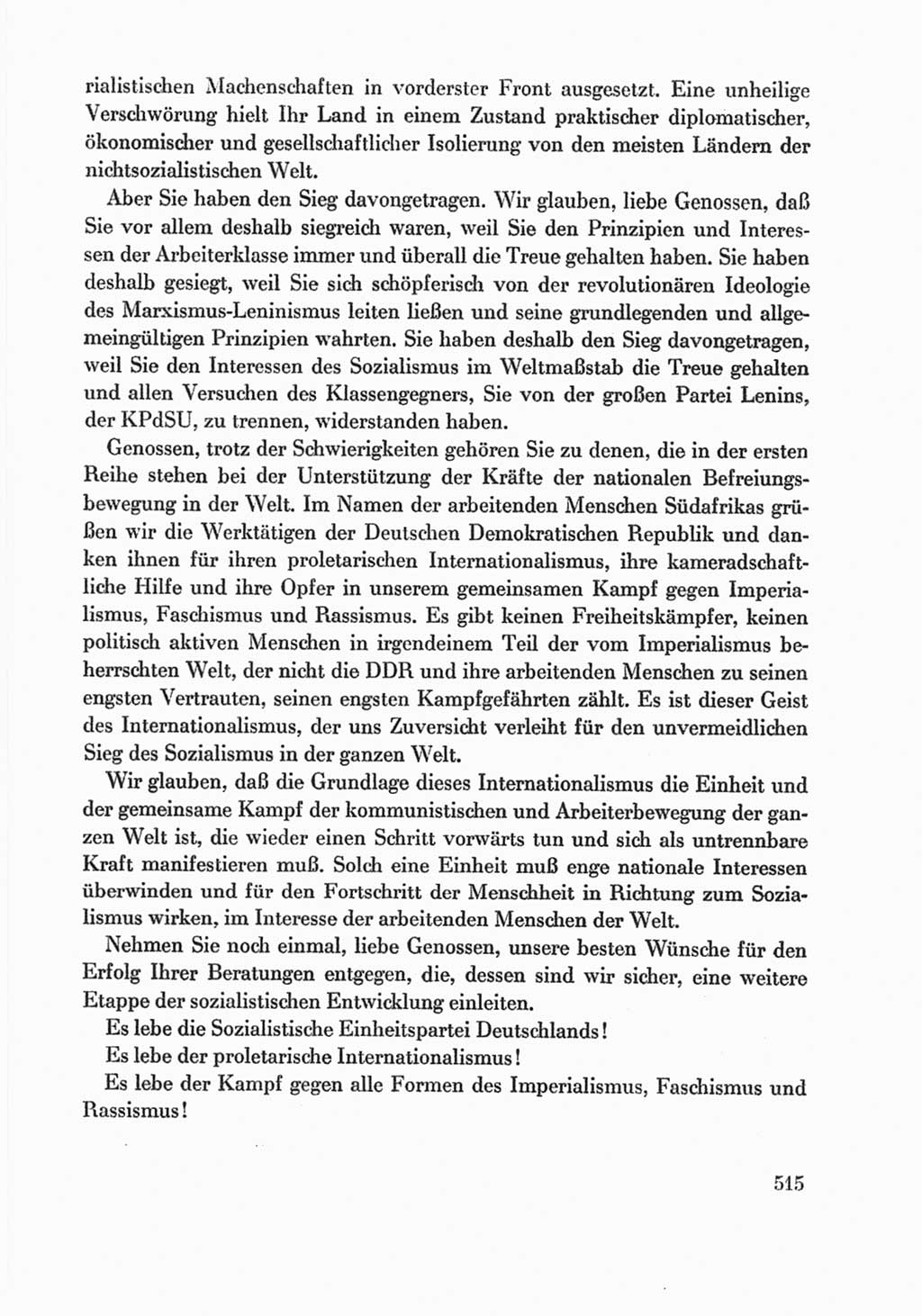 Protokoll der Verhandlungen des Ⅸ. Parteitages der Sozialistischen Einheitspartei Deutschlands (SED) [Deutsche Demokratische Republik (DDR)] 1976, Band 1, Seite 515 (Prot. Verh. Ⅸ. PT SED DDR 1976, Bd. 1, S. 515)