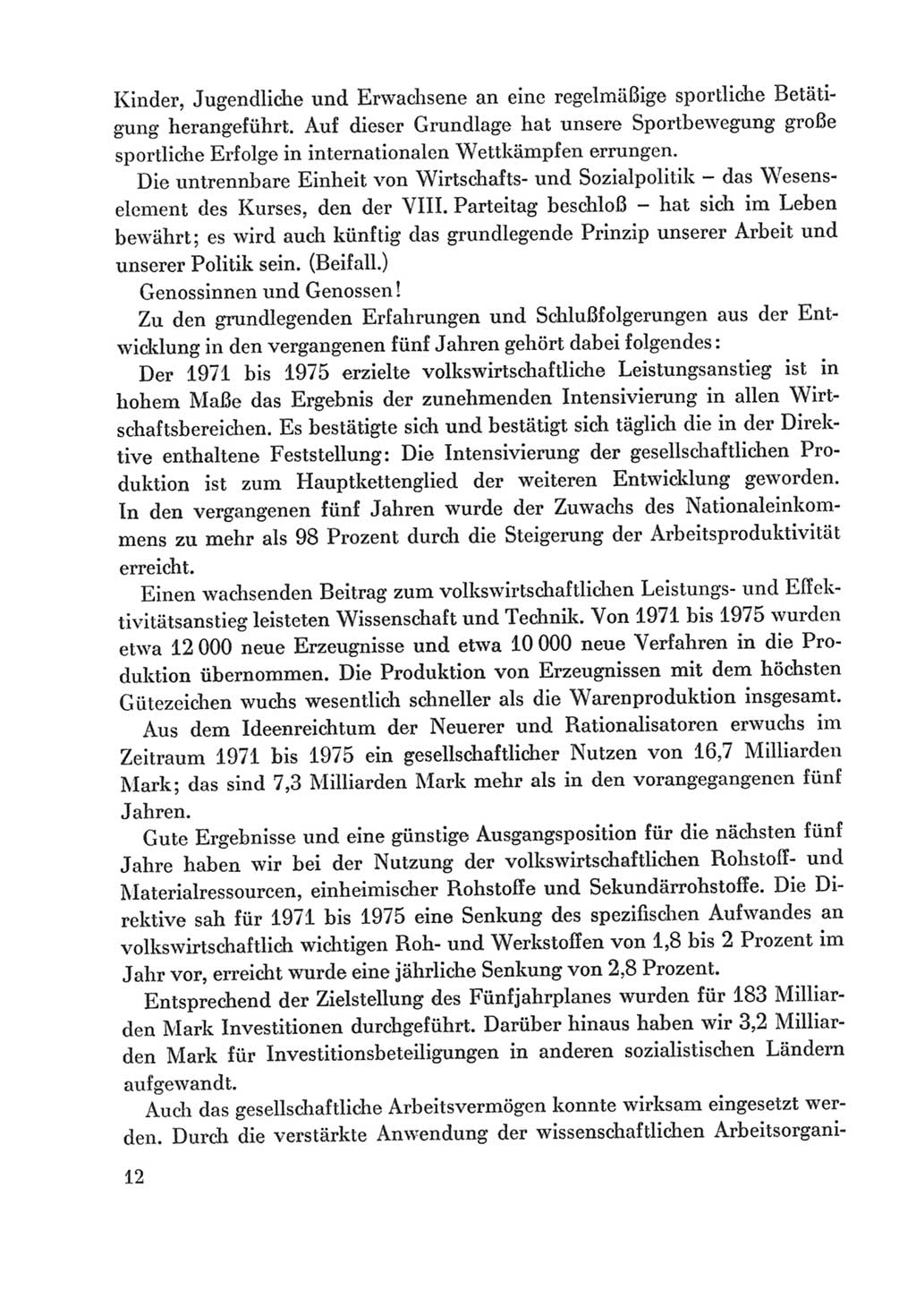 Protokoll der Verhandlungen des Ⅸ. Parteitages der Sozialistischen Einheitspartei Deutschlands (SED) [Deutsche Demokratische Republik (DDR)] 1976, Band 2, Seite 12 (Prot. Verh. Ⅸ. PT SED DDR 1976, Bd. 2, S. 12)