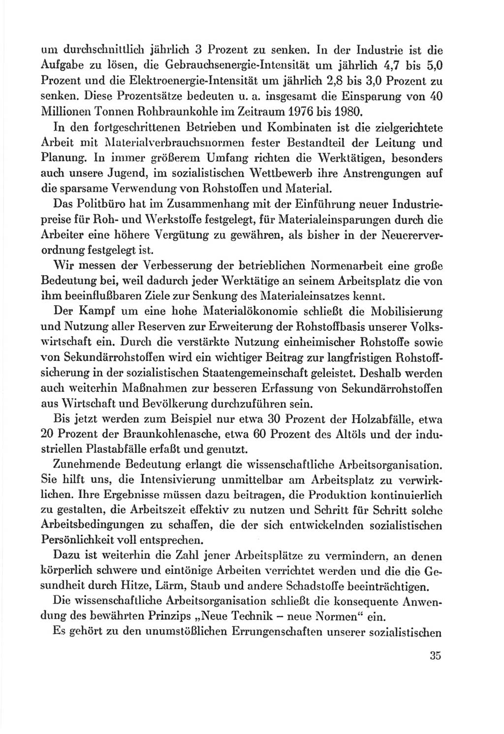 Protokoll der Verhandlungen des Ⅸ. Parteitages der Sozialistischen Einheitspartei Deutschlands (SED) [Deutsche Demokratische Republik (DDR)] 1976, Band 2, Seite 35 (Prot. Verh. Ⅸ. PT SED DDR 1976, Bd. 2, S. 35)