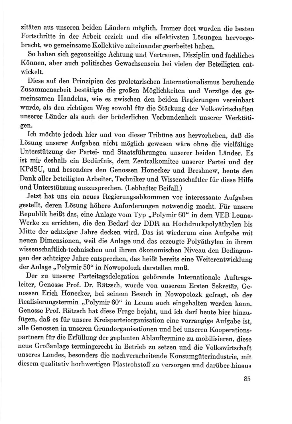 Protokoll der Verhandlungen des Ⅸ. Parteitages der Sozialistischen Einheitspartei Deutschlands (SED) [Deutsche Demokratische Republik (DDR)] 1976, Band 2, Seite 85 (Prot. Verh. Ⅸ. PT SED DDR 1976, Bd. 2, S. 85)