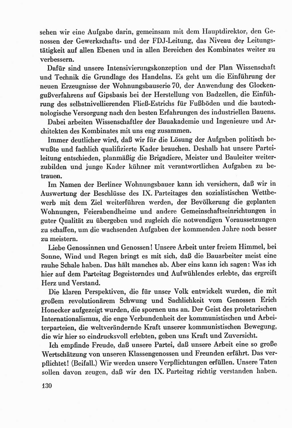 Protokoll der Verhandlungen des Ⅸ. Parteitages der Sozialistischen Einheitspartei Deutschlands (SED) [Deutsche Demokratische Republik (DDR)] 1976, Band 2, Seite 130 (Prot. Verh. Ⅸ. PT SED DDR 1976, Bd. 2, S. 130)