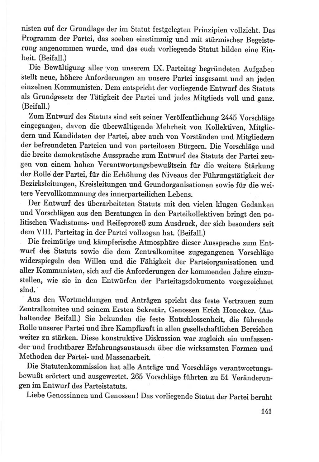 Protokoll der Verhandlungen des Ⅸ. Parteitages der Sozialistischen Einheitspartei Deutschlands (SED) [Deutsche Demokratische Republik (DDR)] 1976, Band 2, Seite 141 (Prot. Verh. Ⅸ. PT SED DDR 1976, Bd. 2, S. 141)