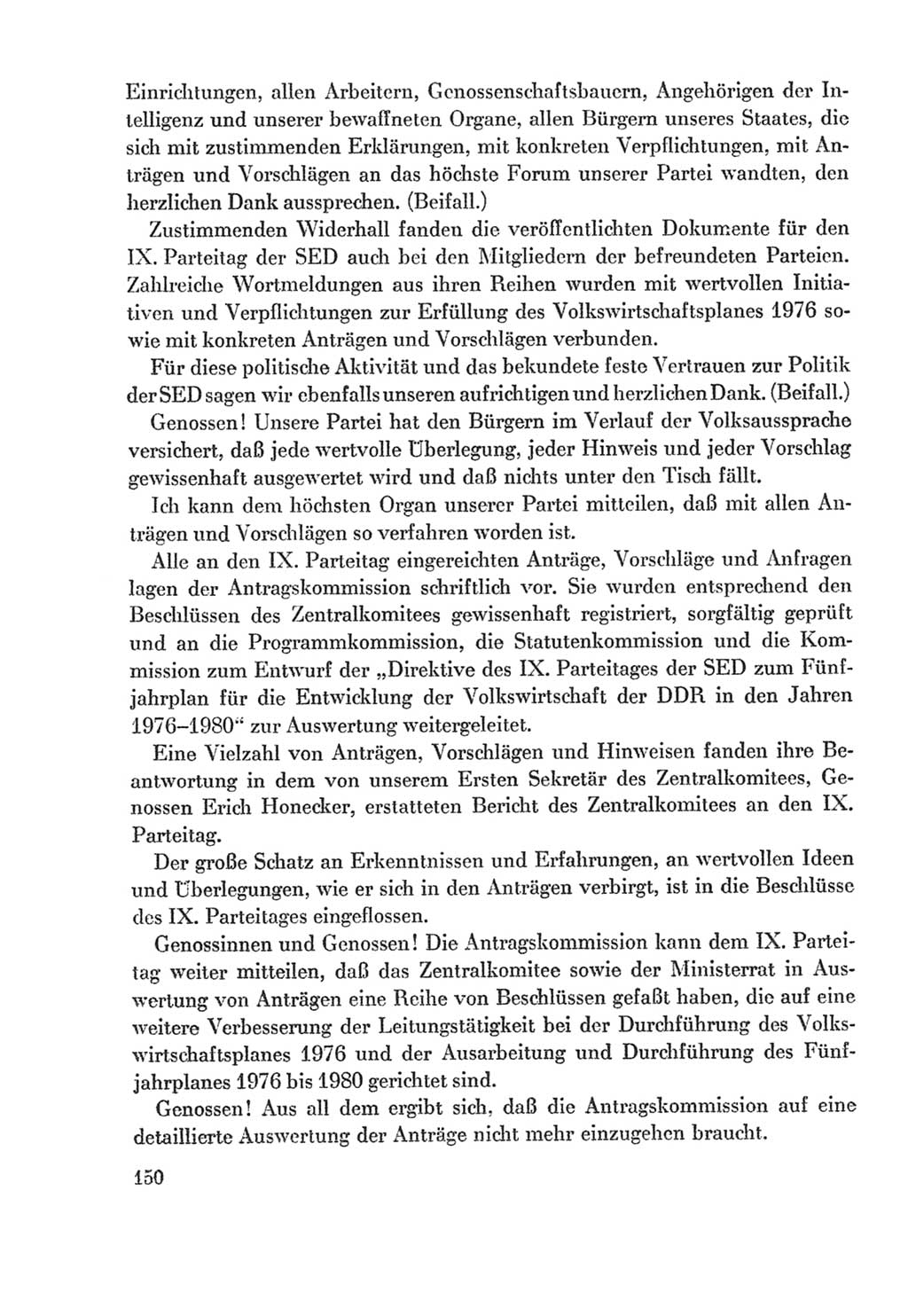 Protokoll der Verhandlungen des Ⅸ. Parteitages der Sozialistischen Einheitspartei Deutschlands (SED) [Deutsche Demokratische Republik (DDR)] 1976, Band 2, Seite 150 (Prot. Verh. Ⅸ. PT SED DDR 1976, Bd. 2, S. 150)