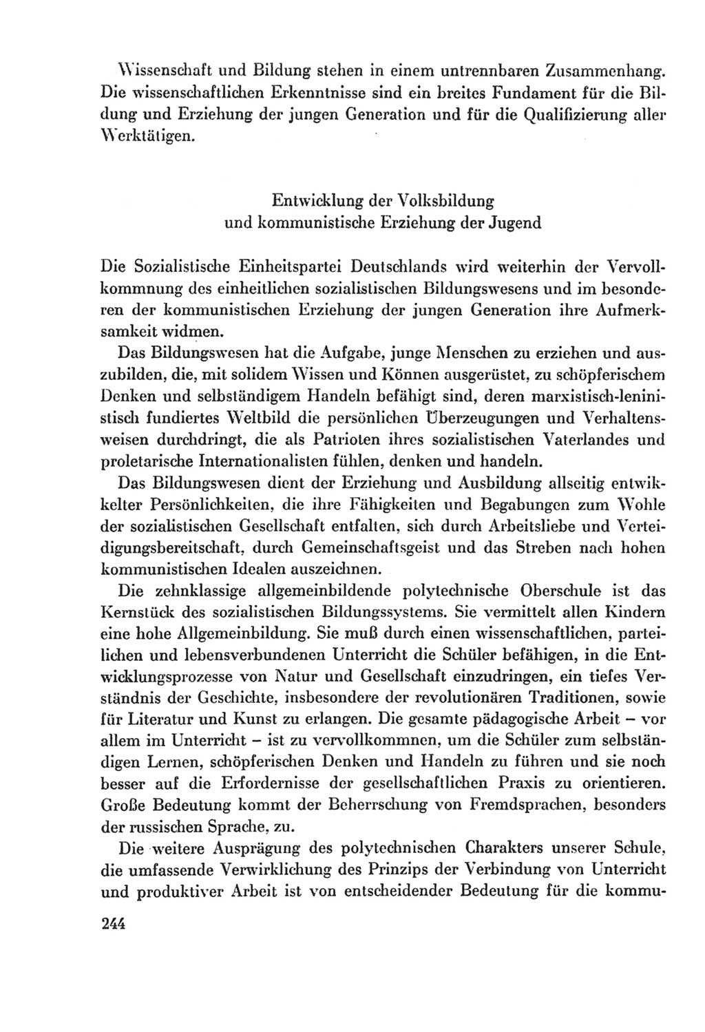 Protokoll der Verhandlungen des Ⅸ. Parteitages der Sozialistischen Einheitspartei Deutschlands (SED) [Deutsche Demokratische Republik (DDR)] 1976, Band 2, Seite 244 (Prot. Verh. Ⅸ. PT SED DDR 1976, Bd. 2, S. 244)