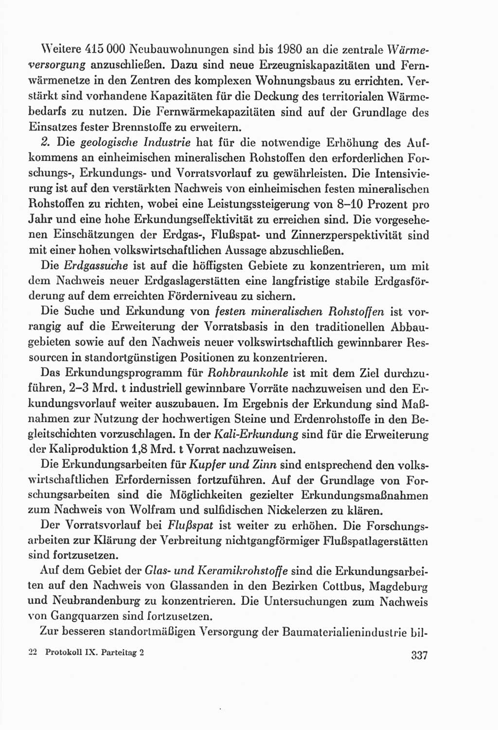 Protokoll der Verhandlungen des Ⅸ. Parteitages der Sozialistischen Einheitspartei Deutschlands (SED) [Deutsche Demokratische Republik (DDR)] 1976, Band 2, Seite 337 (Prot. Verh. Ⅸ. PT SED DDR 1976, Bd. 2, S. 337)