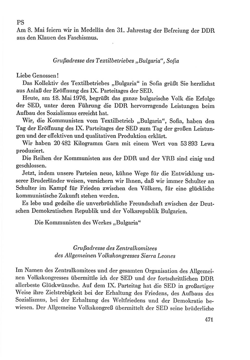 Protokoll der Verhandlungen des Ⅸ. Parteitages der Sozialistischen Einheitspartei Deutschlands (SED) [Deutsche Demokratische Republik (DDR)] 1976, Band 2, Seite 471 (Prot. Verh. Ⅸ. PT SED DDR 1976, Bd. 2, S. 471)