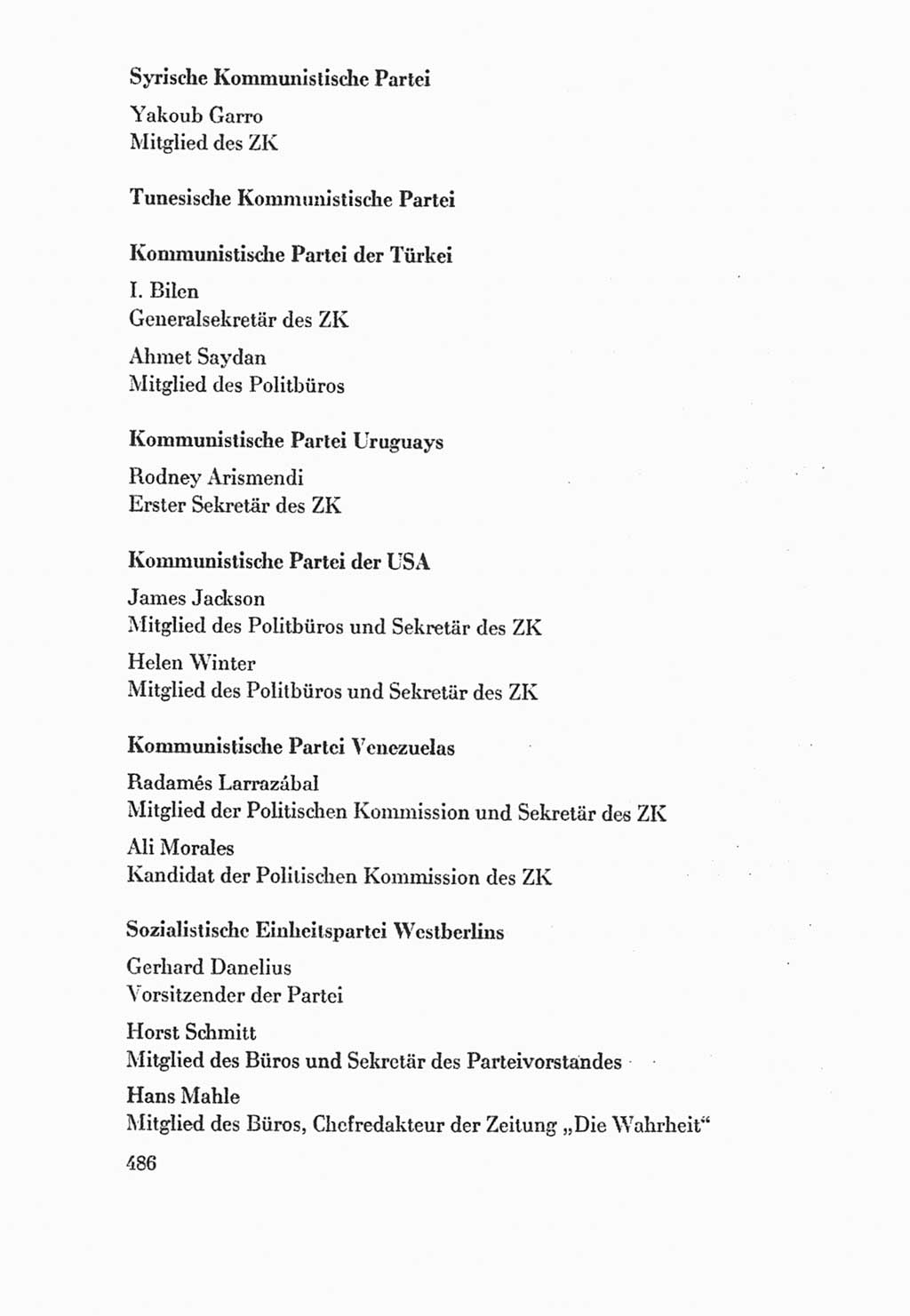 Protokoll der Verhandlungen des Ⅸ. Parteitages der Sozialistischen Einheitspartei Deutschlands (SED) [Deutsche Demokratische Republik (DDR)] 1976, Band 2, Seite 486 (Prot. Verh. Ⅸ. PT SED DDR 1976, Bd. 2, S. 486)