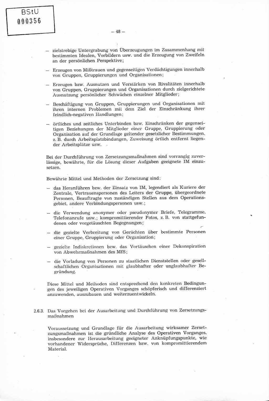 Richtlinie Nr. 1/76 zur Entwicklung und Bearbeitung Operativer Vorgänge (OV), Ministerium für Staatssicherheit (MfS) [Deutsche Demokratische Republik (DDR)], Der Minister (Generaloberst Erich Mielke), Geheime Verschlußsache (GVS) 008-100/76, Berlin 1976, Seite 48 (RL 1/76 OV DDR MfS Min. GVS 008-100/76 1976, S. 48)