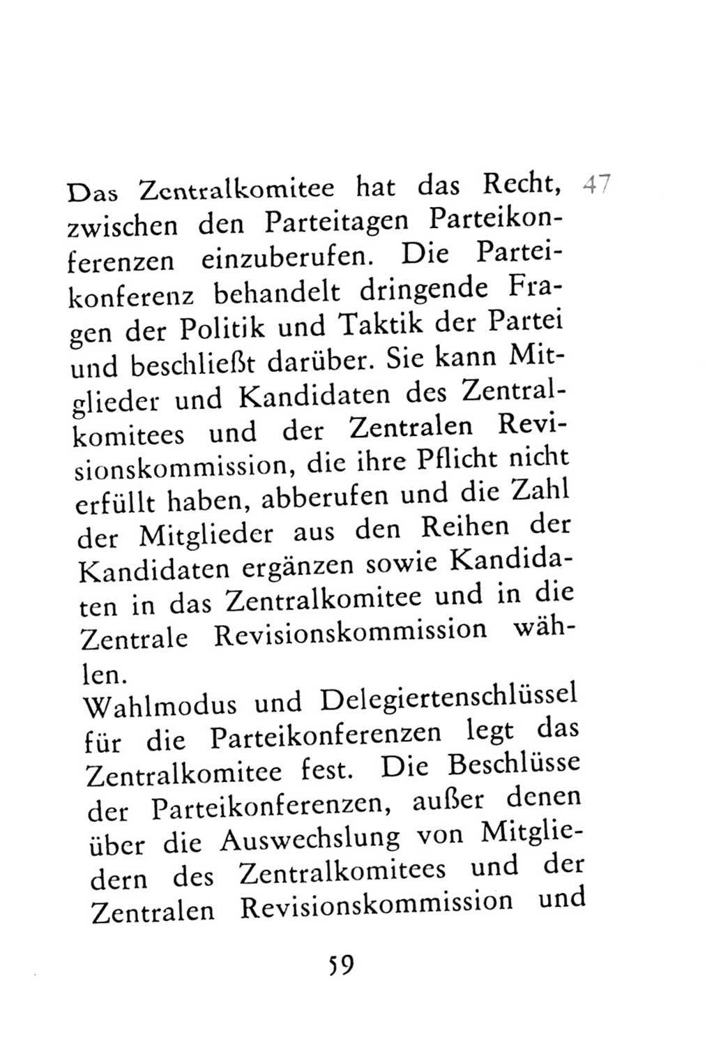 Statut der Sozialistischen Einheitspartei Deutschlands (SED) 1976, Seite 59 (St. SED DDR 1976, S. 59)