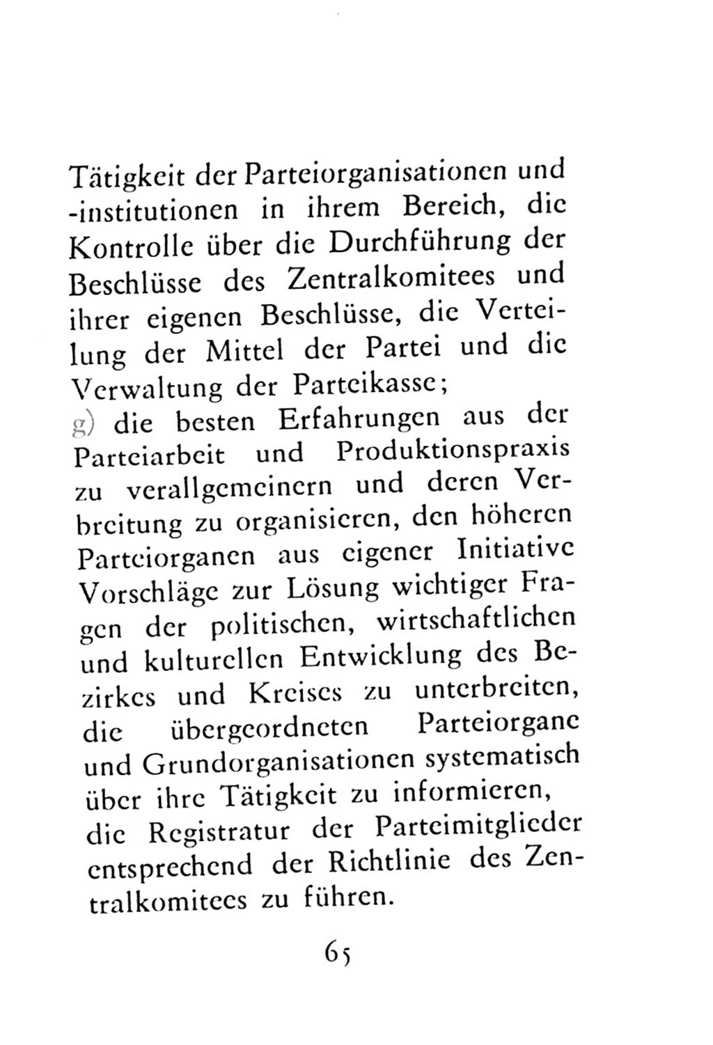 Statut der Sozialistischen Einheitspartei Deutschlands (SED) 1976, Seite 65 (St. SED DDR 1976, S. 65)