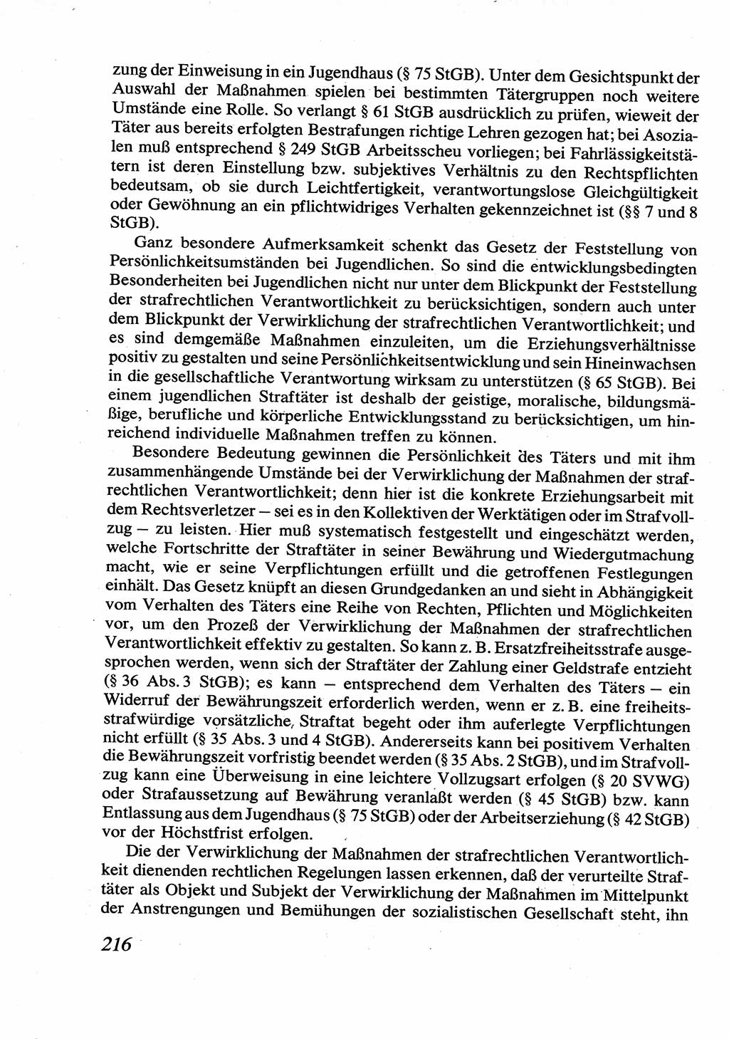 Strafrecht [Deutsche Demokratische Republik (DDR)], Allgemeiner Teil, Lehrbuch 1976, Seite 216 (Strafr. DDR AT Lb. 1976, S. 216)