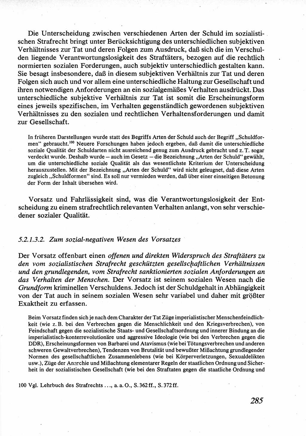 Strafrecht [Deutsche Demokratische Republik (DDR)], Allgemeiner Teil, Lehrbuch 1976, Seite 285 (Strafr. DDR AT Lb. 1976, S. 285)