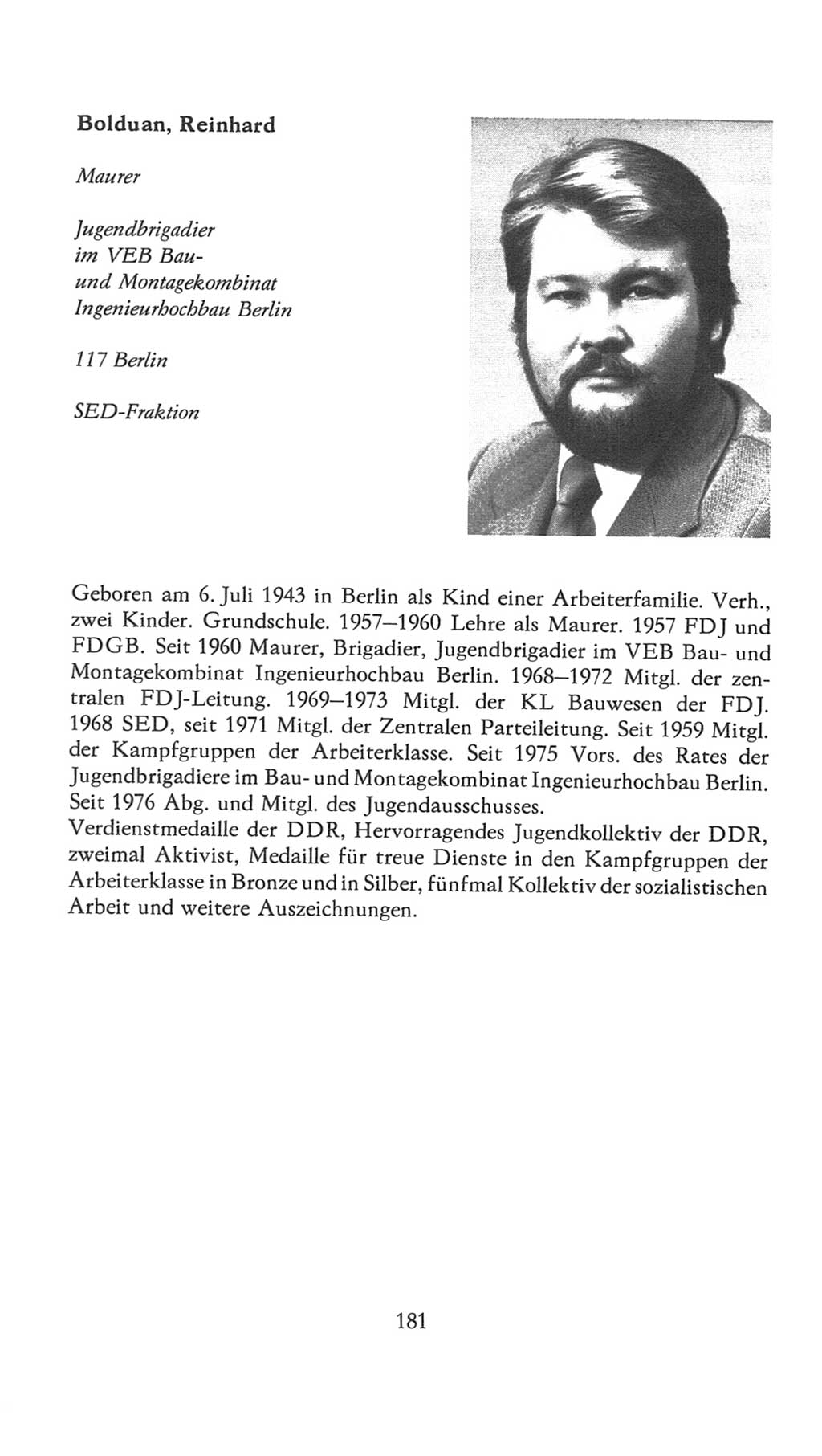 Volkskammer (VK) der Deutschen Demokratischen Republik (DDR), 7. Wahlperiode 1976-1981, Seite 181 (VK. DDR 7. WP. 1976-1981, S. 181)