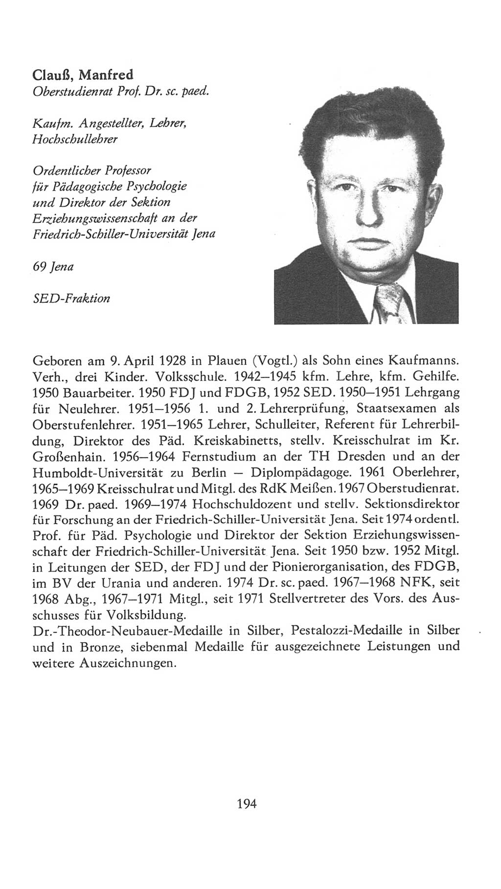 Volkskammer (VK) der Deutschen Demokratischen Republik (DDR), 7. Wahlperiode 1976-1981, Seite 194 (VK. DDR 7. WP. 1976-1981, S. 194)