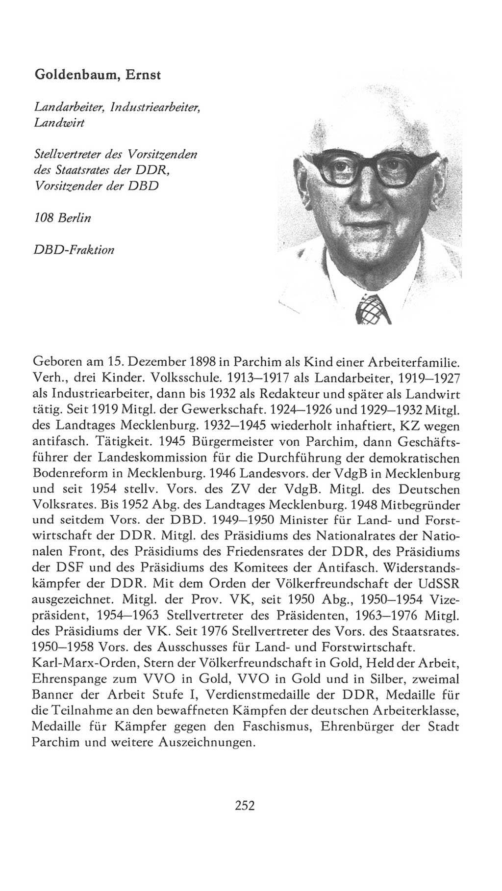 Volkskammer (VK) der Deutschen Demokratischen Republik (DDR), 7. Wahlperiode 1976-1981, Seite 252 (VK. DDR 7. WP. 1976-1981, S. 252)