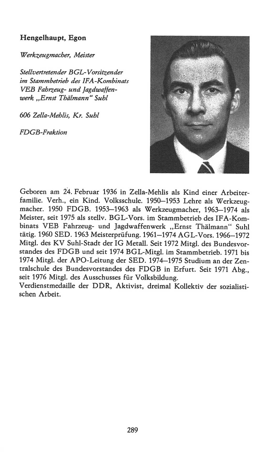 Volkskammer (VK) der Deutschen Demokratischen Republik (DDR), 7. Wahlperiode 1976-1981, Seite 289 (VK. DDR 7. WP. 1976-1981, S. 289)