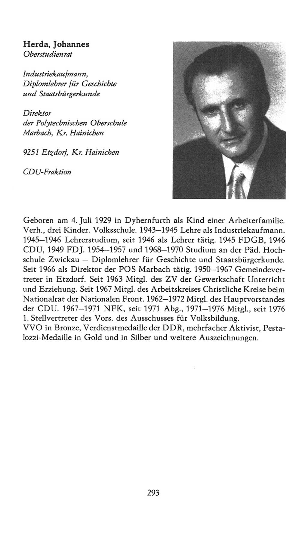 Volkskammer (VK) der Deutschen Demokratischen Republik (DDR), 7. Wahlperiode 1976-1981, Seite 293 (VK. DDR 7. WP. 1976-1981, S. 293)