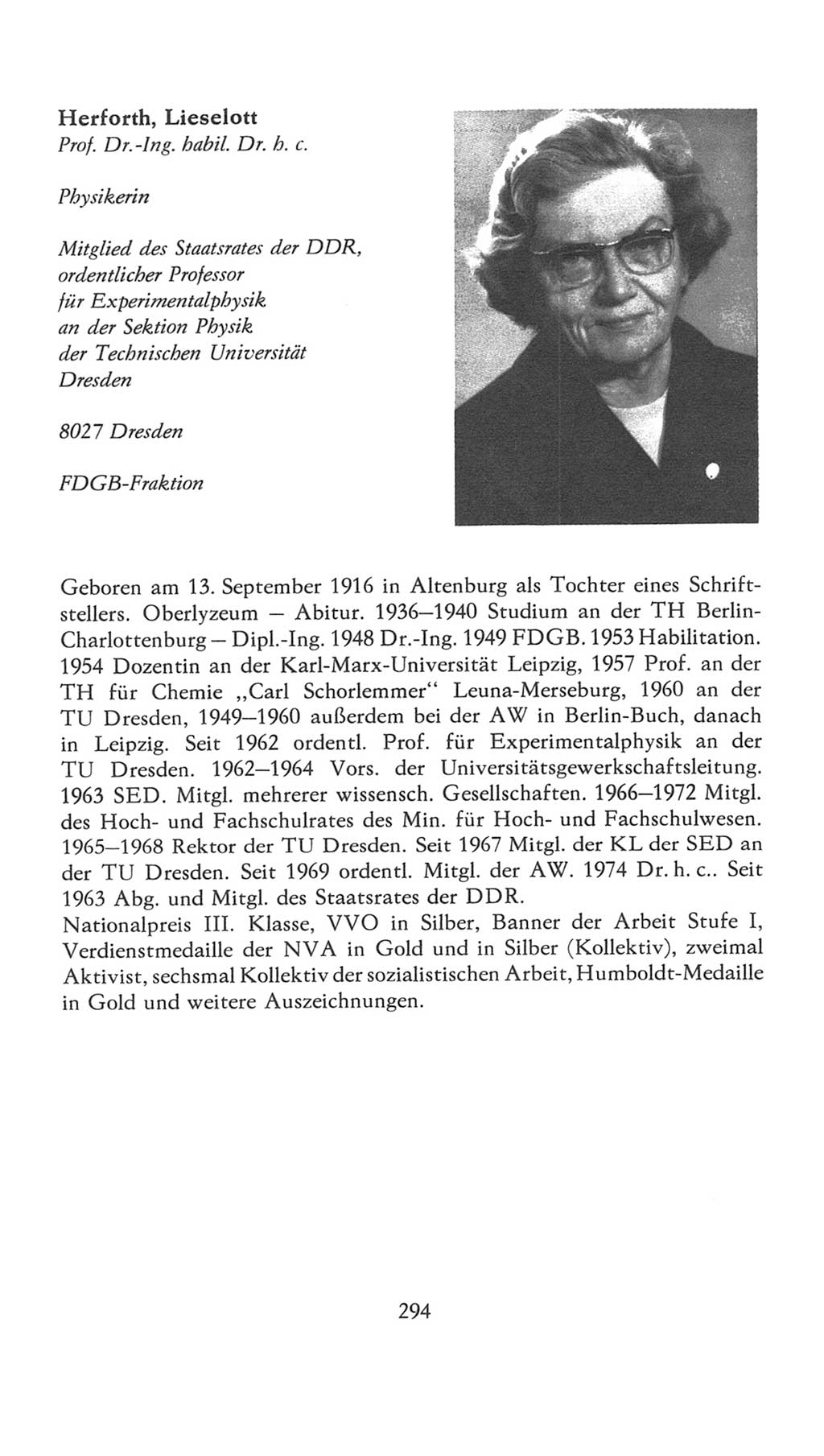 Volkskammer (VK) der Deutschen Demokratischen Republik (DDR), 7. Wahlperiode 1976-1981, Seite 294 (VK. DDR 7. WP. 1976-1981, S. 294)