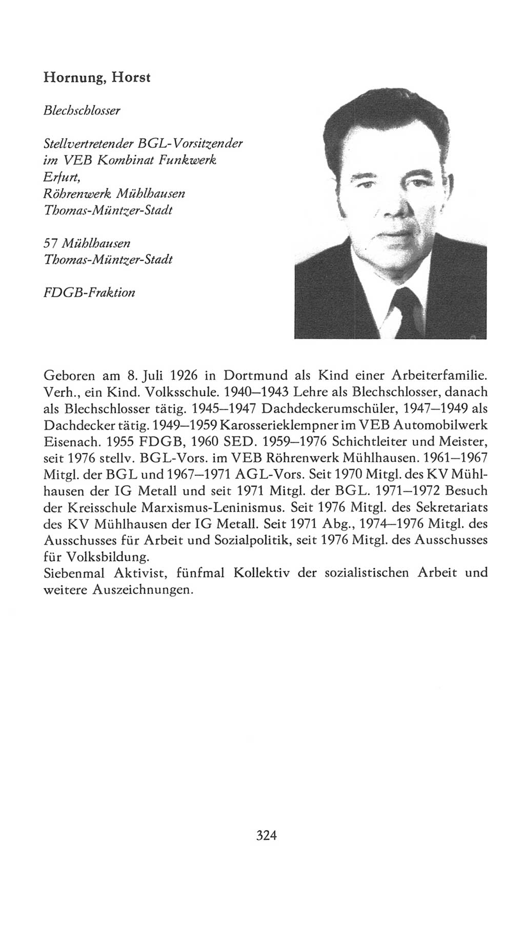 Volkskammer (VK) der Deutschen Demokratischen Republik (DDR), 7. Wahlperiode 1976-1981, Seite 324 (VK. DDR 7. WP. 1976-1981, S. 324)