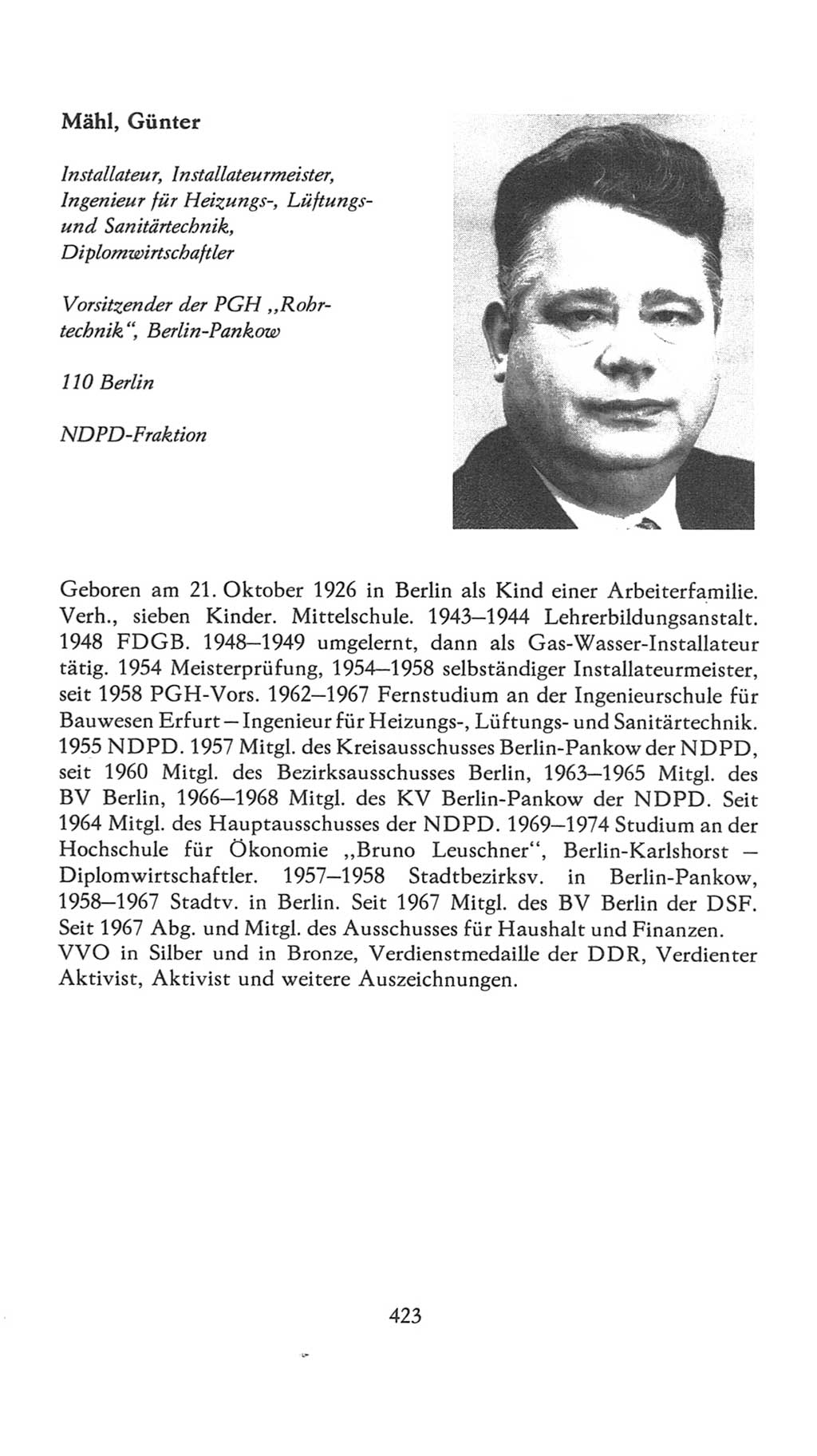 Volkskammer (VK) der Deutschen Demokratischen Republik (DDR), 7. Wahlperiode 1976-1981, Seite 423 (VK. DDR 7. WP. 1976-1981, S. 423)