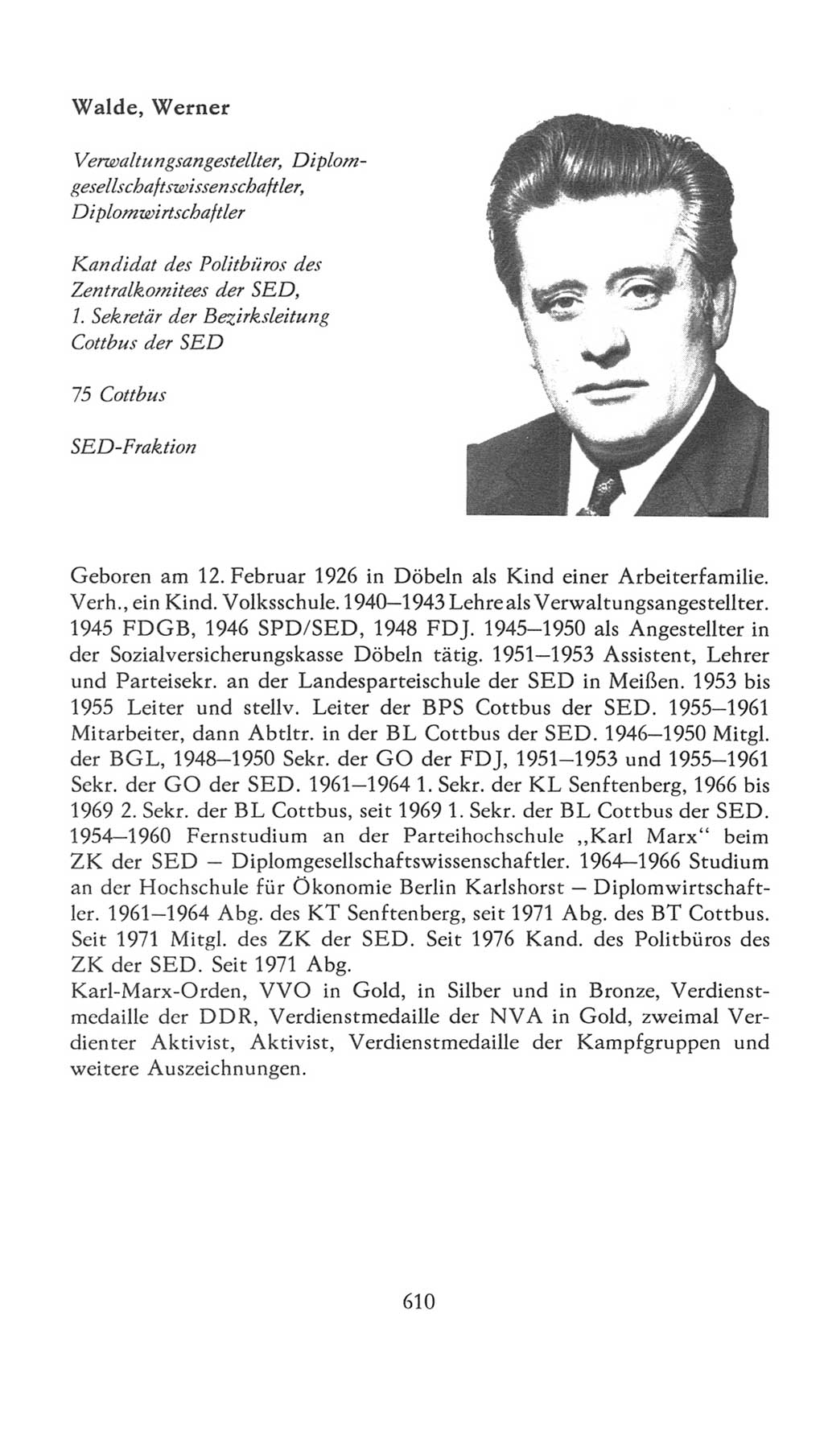 Volkskammer (VK) der Deutschen Demokratischen Republik (DDR), 7. Wahlperiode 1976-1981, Seite 610 (VK. DDR 7. WP. 1976-1981, S. 610)