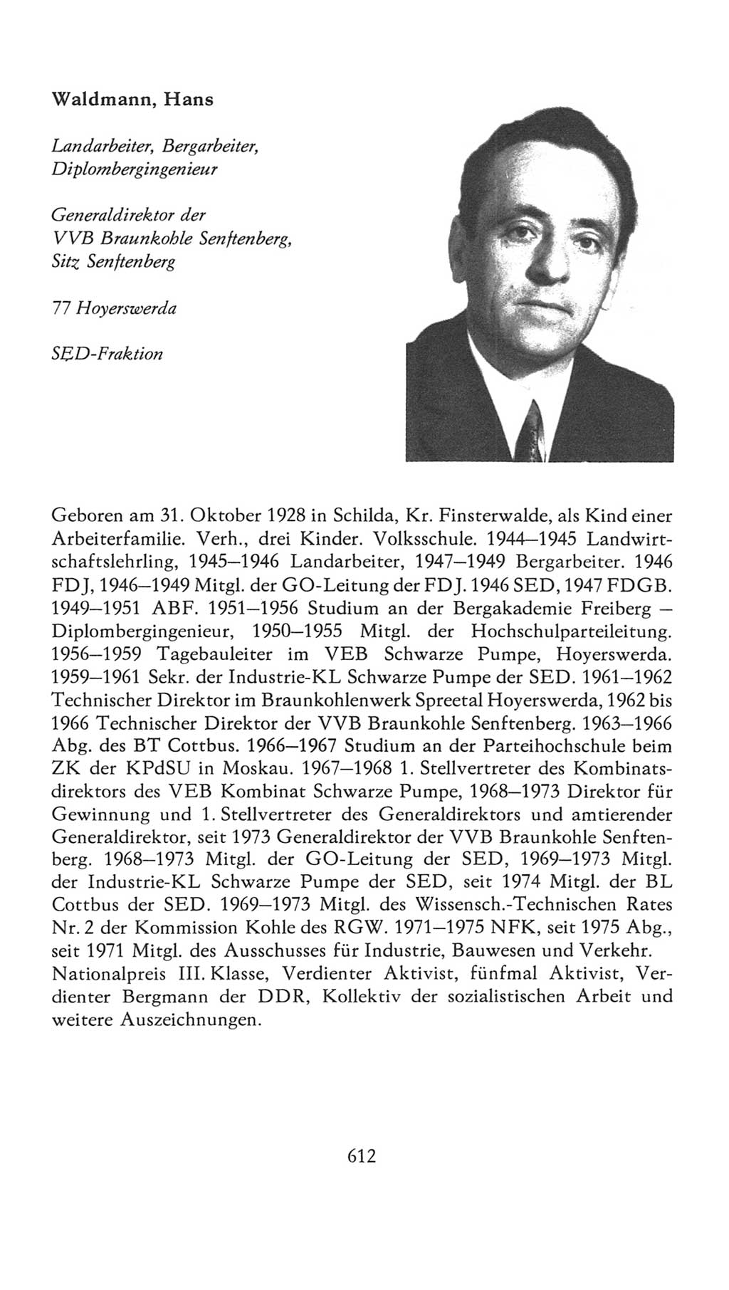 Volkskammer (VK) der Deutschen Demokratischen Republik (DDR), 7. Wahlperiode 1976-1981, Seite 612 (VK. DDR 7. WP. 1976-1981, S. 612)