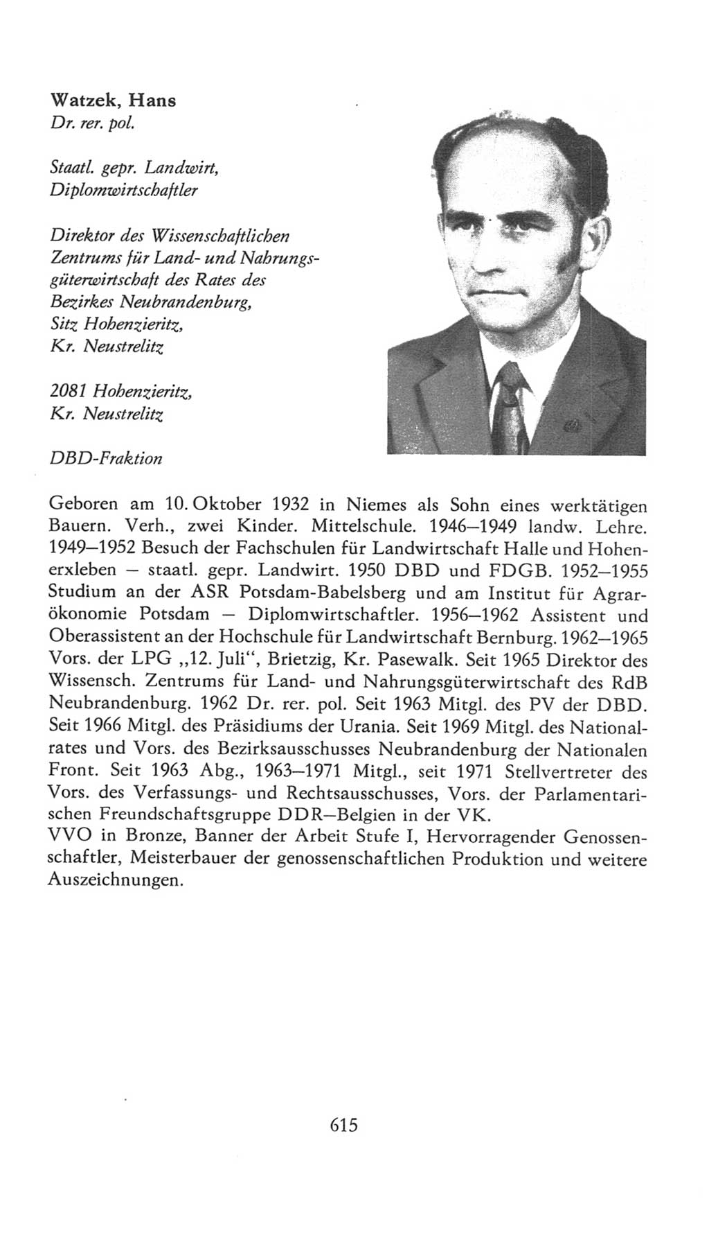 Volkskammer (VK) der Deutschen Demokratischen Republik (DDR), 7. Wahlperiode 1976-1981, Seite 615 (VK. DDR 7. WP. 1976-1981, S. 615)