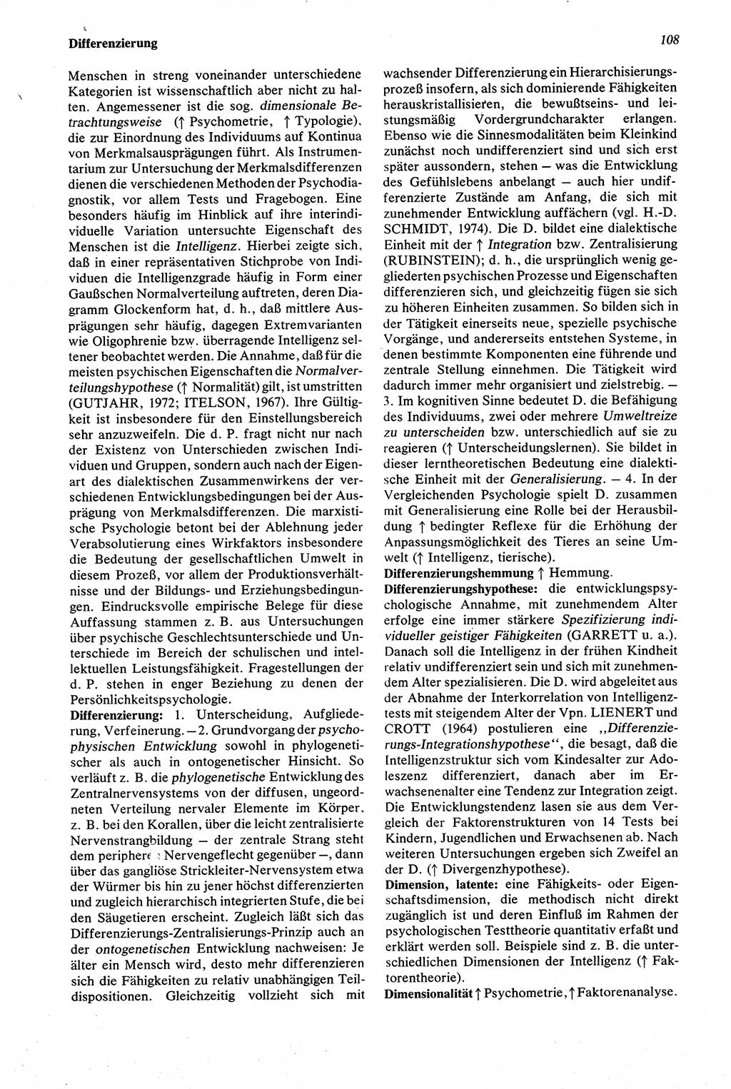 Wörterbuch der Psychologie [Deutsche Demokratische Republik (DDR)] 1976, Seite 108 (Wb. Psych. DDR 1976, S. 108)