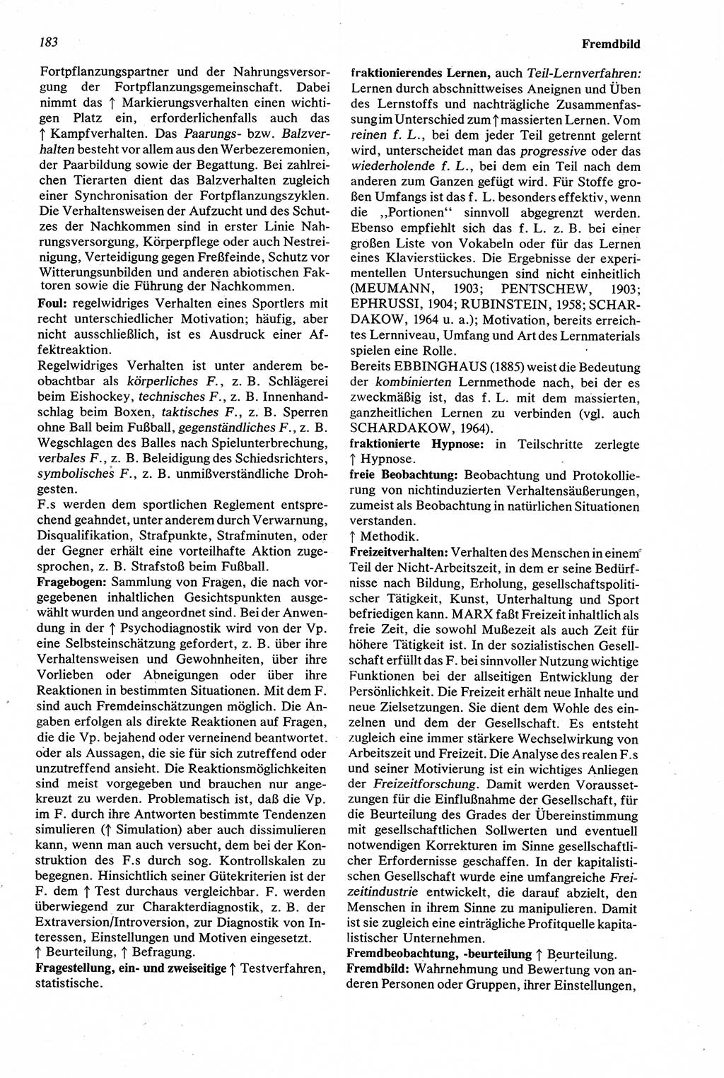 Wörterbuch der Psychologie [Deutsche Demokratische Republik (DDR)] 1976, Seite 183 (Wb. Psych. DDR 1976, S. 183)
