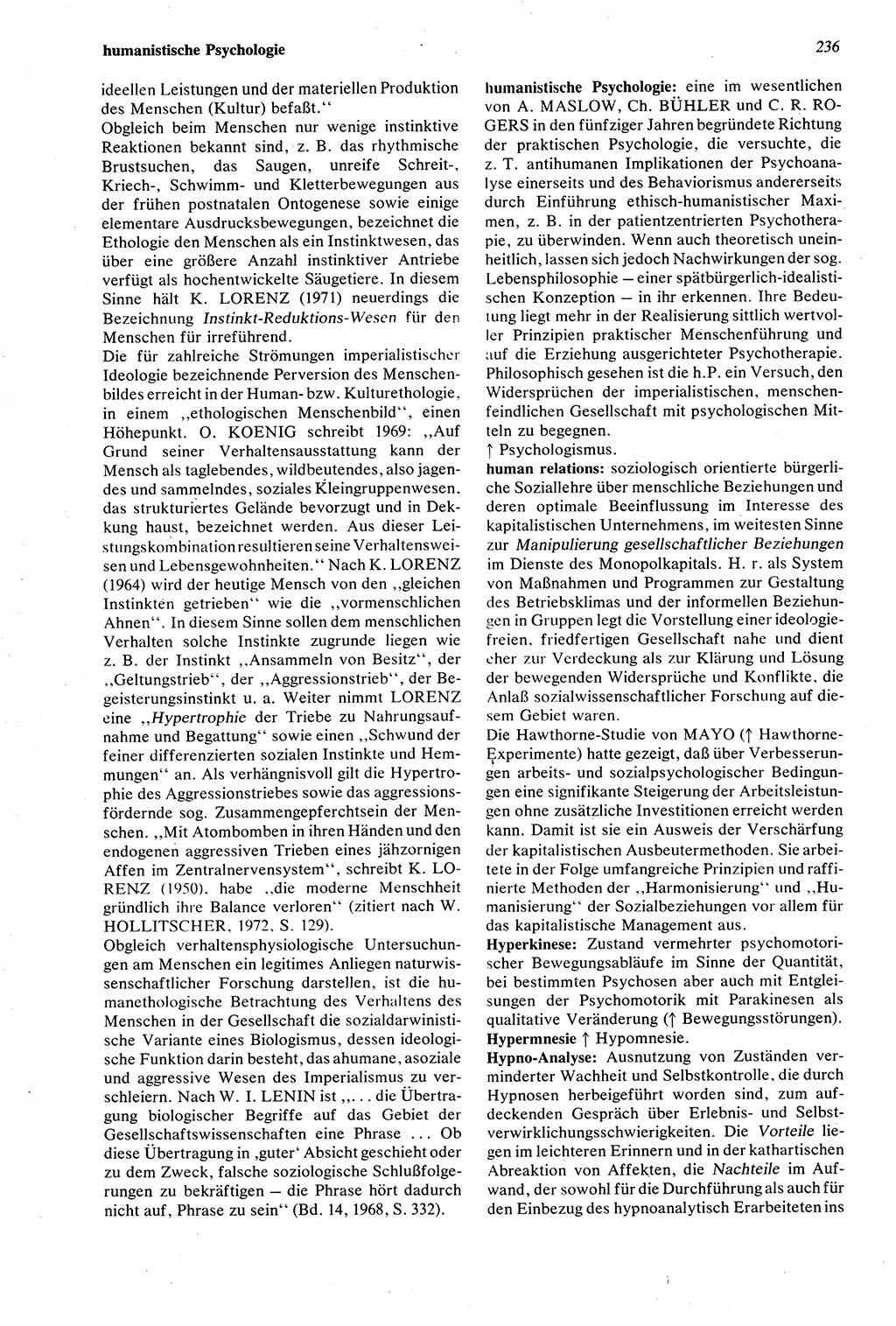 Wörterbuch der Psychologie [Deutsche Demokratische Republik (DDR)] 1976, Seite 236 (Wb. Psych. DDR 1976, S. 236)