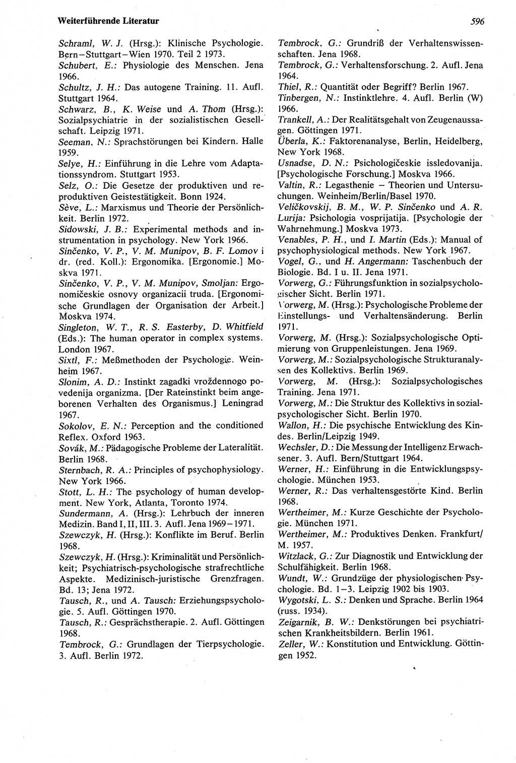 Wörterbuch der Psychologie [Deutsche Demokratische Republik (DDR)] 1976, Seite 596 (Wb. Psych. DDR 1976, S. 596)