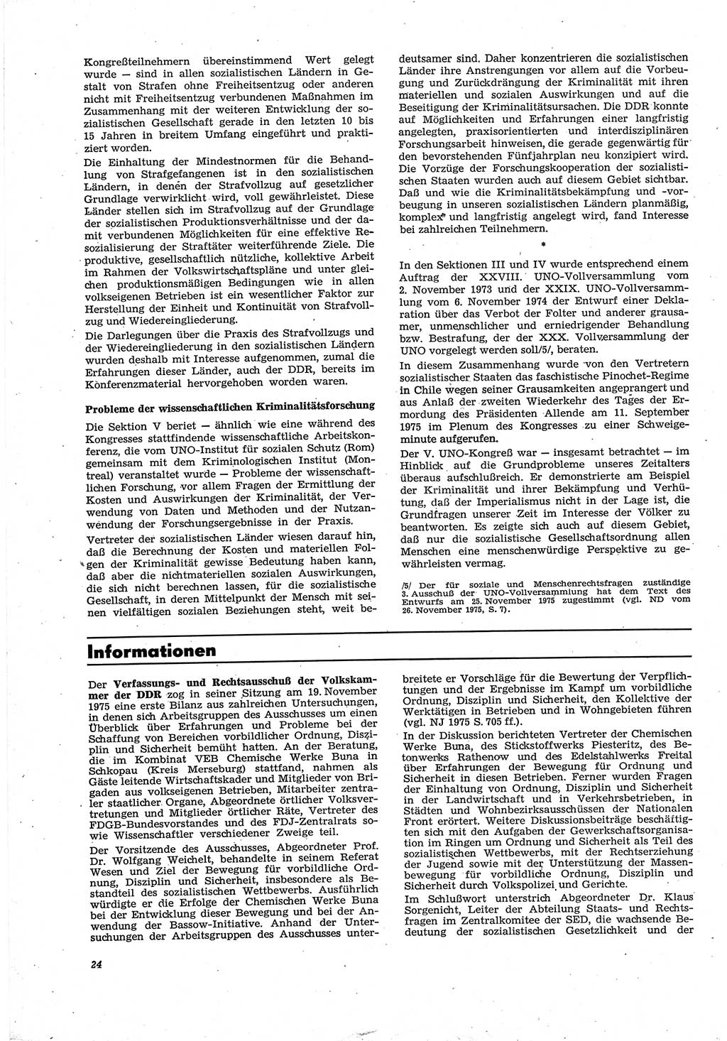 Neue Justiz (NJ), Zeitschrift für Recht und Rechtswissenschaft [Deutsche Demokratische Republik (DDR)], 30. Jahrgang 1976, Seite 24 (NJ DDR 1976, S. 24)