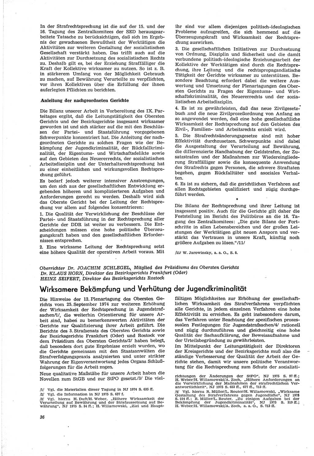 Neue Justiz (NJ), Zeitschrift für Recht und Rechtswissenschaft [Deutsche Demokratische Republik (DDR)], 30. Jahrgang 1976, Seite 36 (NJ DDR 1976, S. 36)