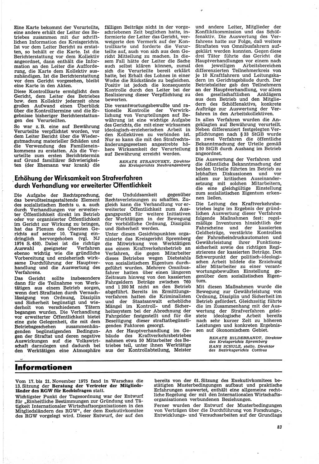 Neue Justiz (NJ), Zeitschrift für Recht und Rechtswissenschaft [Deutsche Demokratische Republik (DDR)], 30. Jahrgang 1976, Seite 83 (NJ DDR 1976, S. 83)