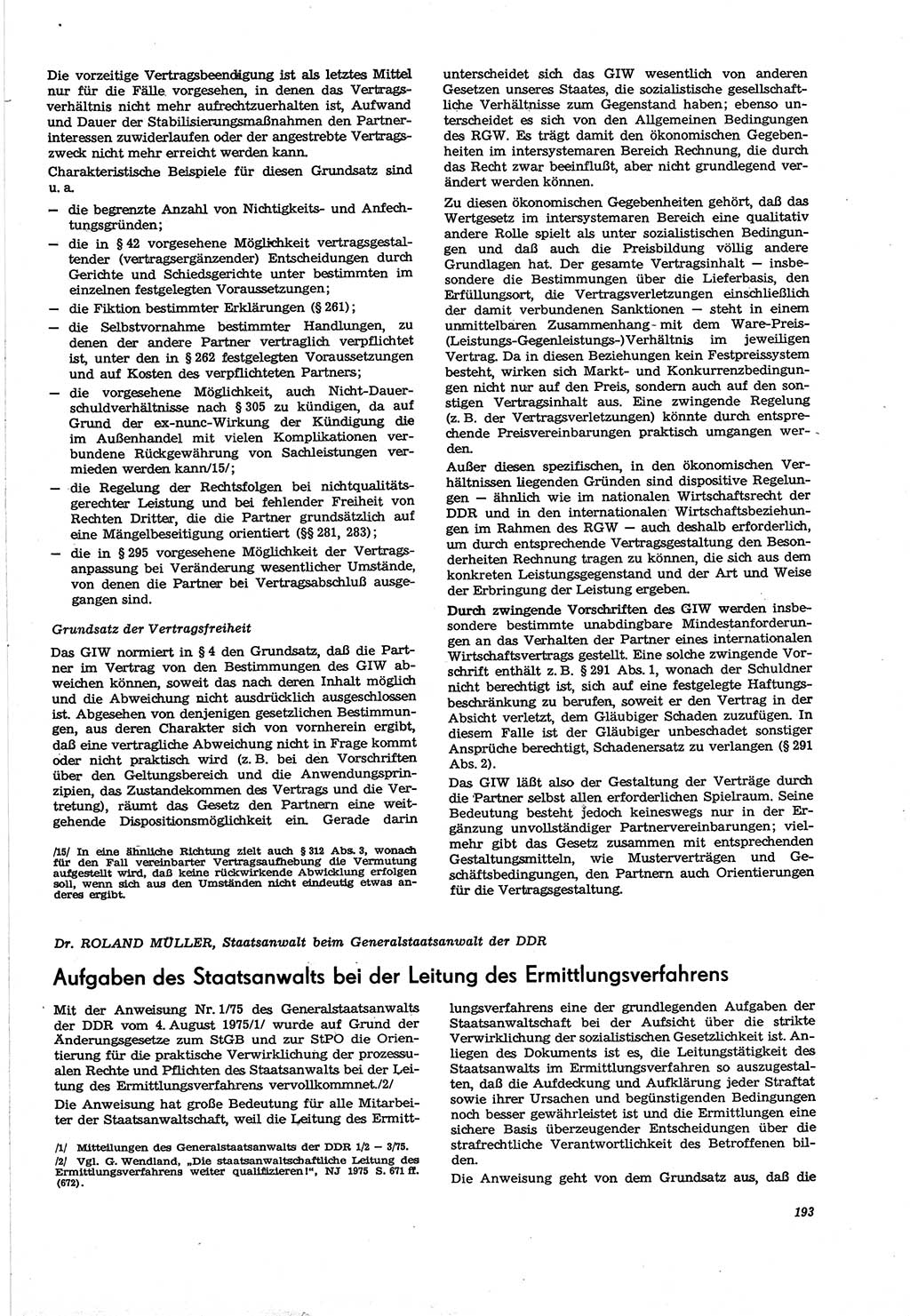 Neue Justiz (NJ), Zeitschrift für Recht und Rechtswissenschaft [Deutsche Demokratische Republik (DDR)], 30. Jahrgang 1976, Seite 193 (NJ DDR 1976, S. 193)