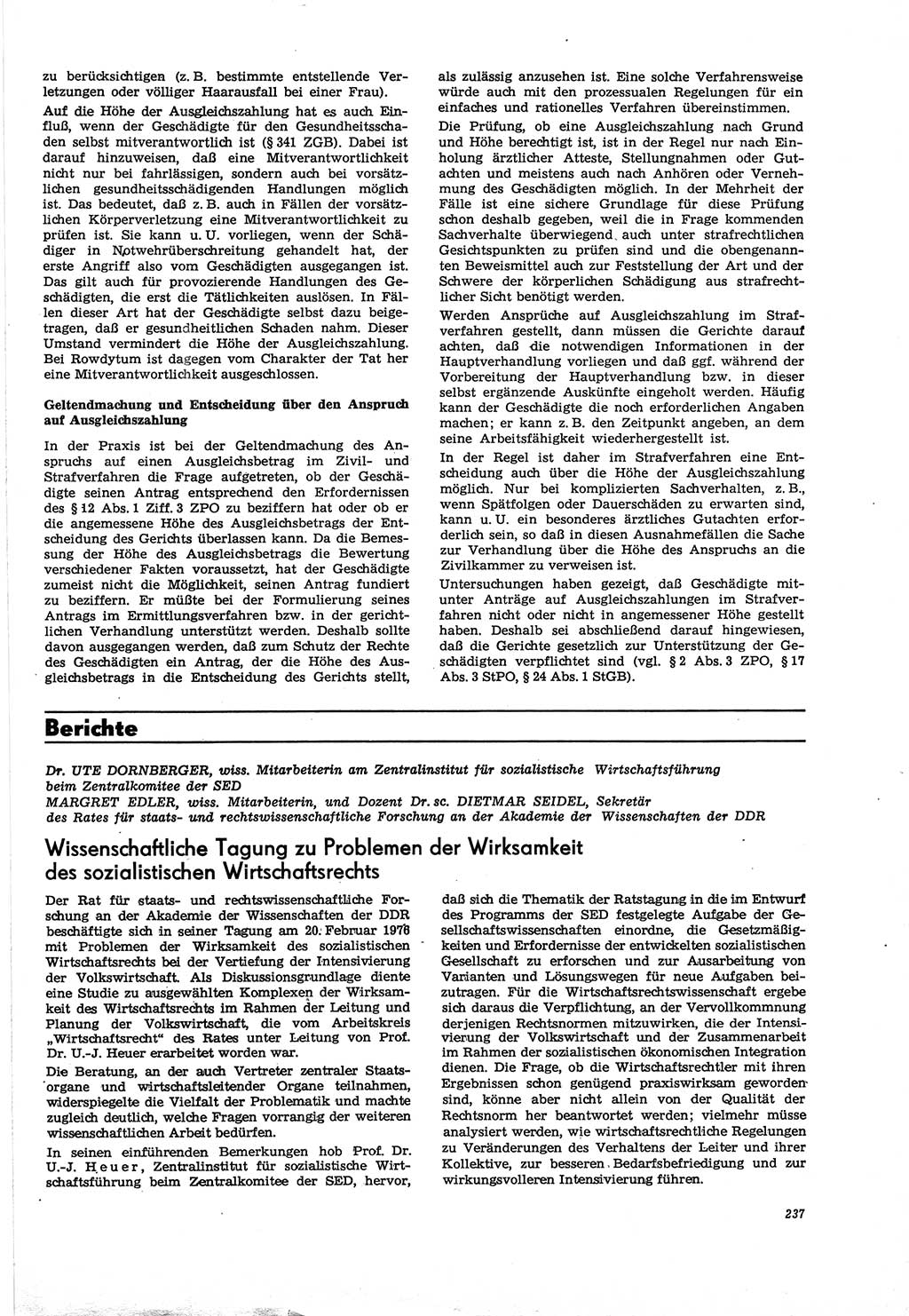 Neue Justiz (NJ), Zeitschrift für Recht und Rechtswissenschaft [Deutsche Demokratische Republik (DDR)], 30. Jahrgang 1976, Seite 237 (NJ DDR 1976, S. 237)