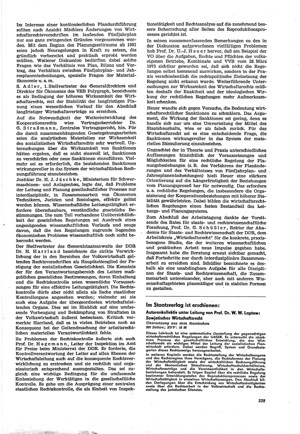 Neue Justiz (NJ), Zeitschrift für Recht und Rechtswissenschaft [Deutsche Demokratische Republik (DDR)], 30. Jahrgang 1976, Seite 239 (NJ DDR 1976, S. 239)